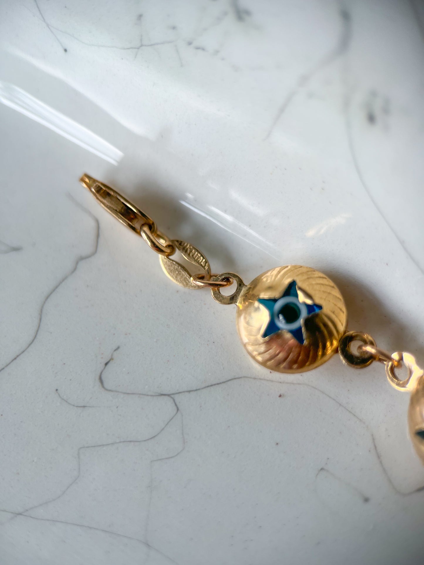 Evil Eye Charms 10k Yellow Gold 8 Inch Bracelet