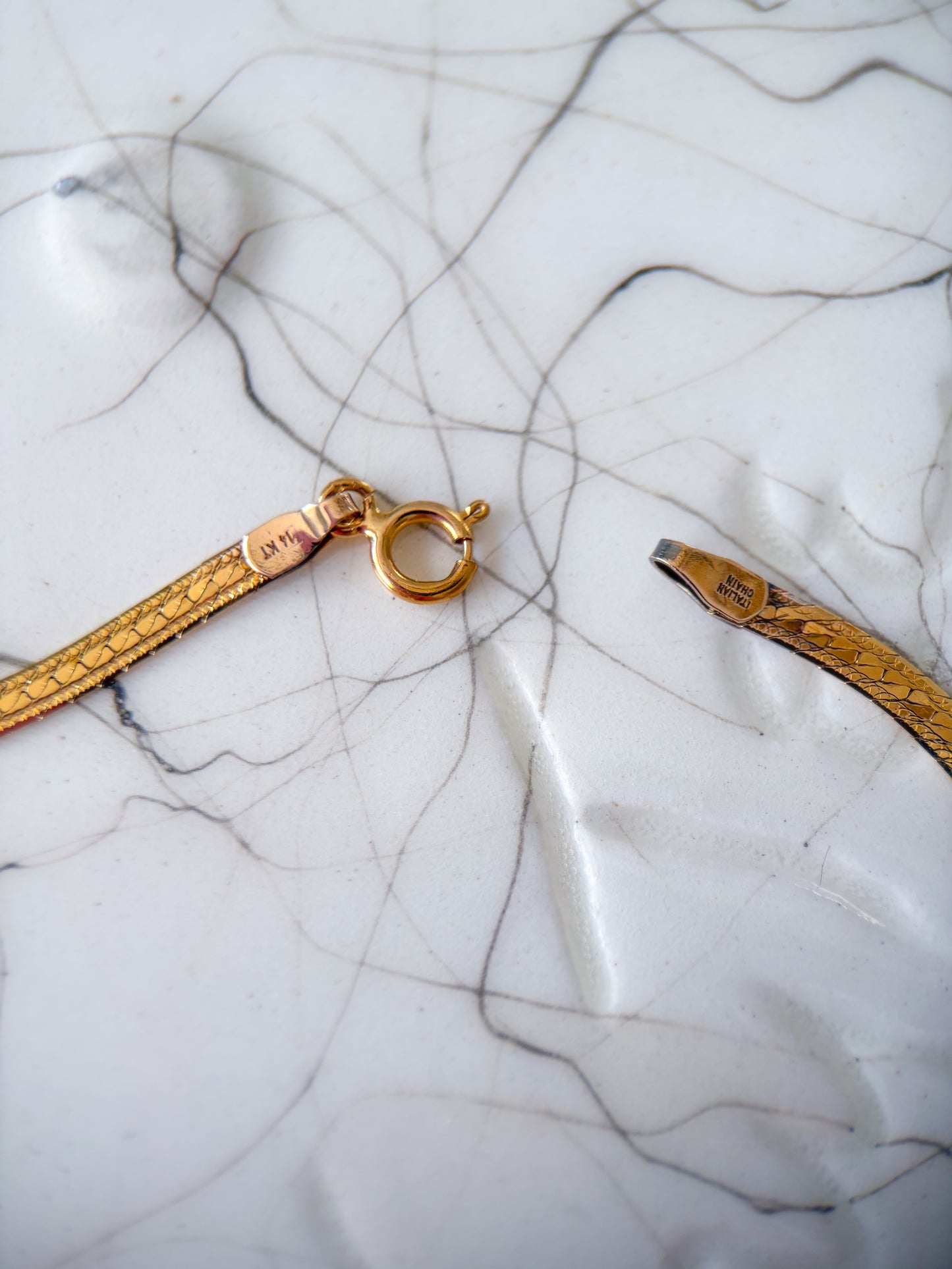 Vintage Herringbone 14k Yellow Gold 7.25 Inch Bracelet