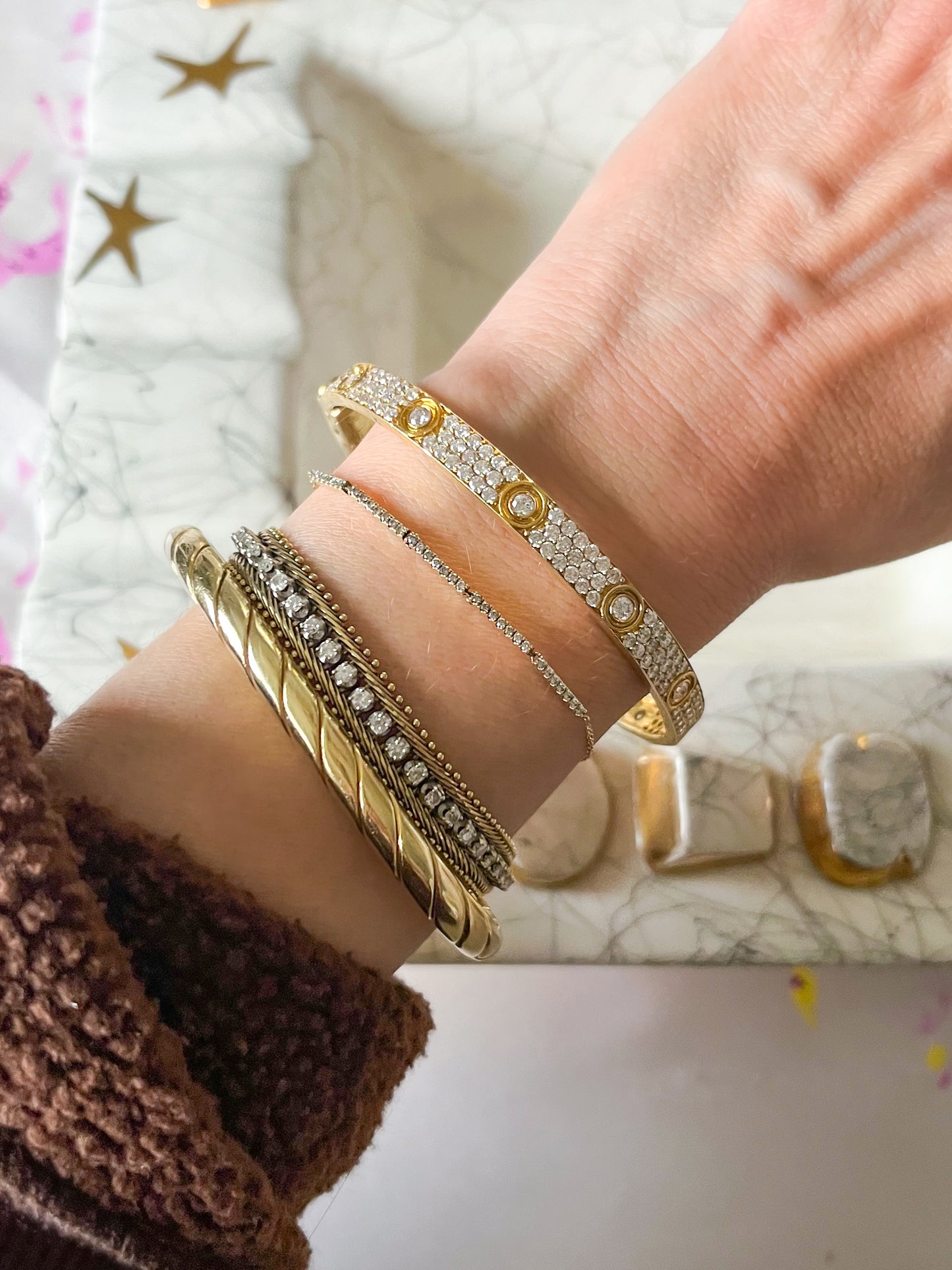 14k Yellow Gold and Natural Diamond Bangle
