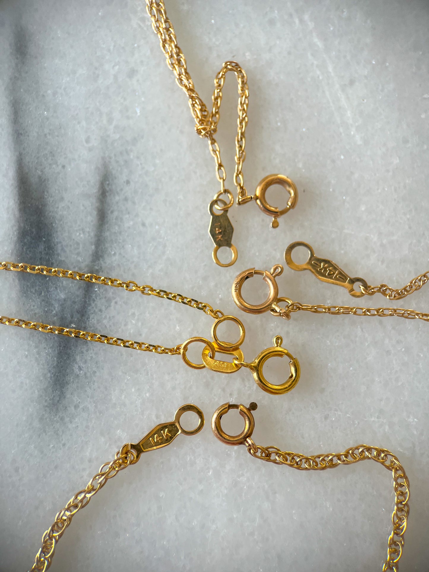 Vintage Name Plate Necklaces - "Adrienne", "Christine", "Pat", "Roz" - 14k Yellow Gold Charms