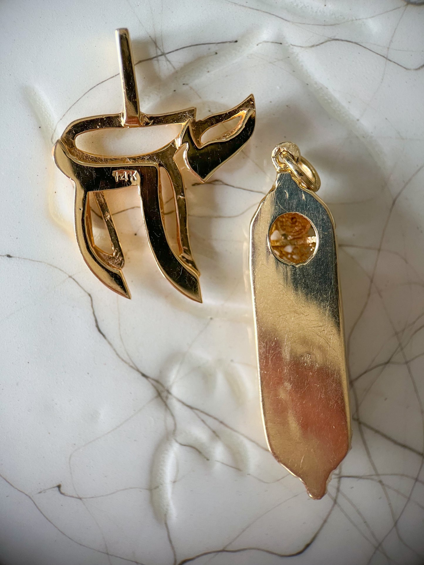 Vintage Insane 3D Chai 14k Yellow Gold Charm