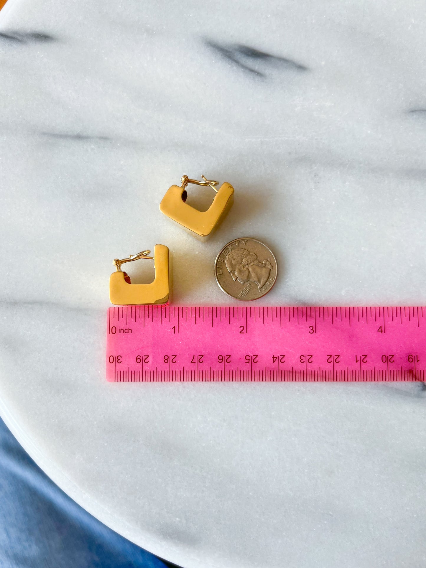Vintage Chunky Squared 14k Yellow Gold Earrings