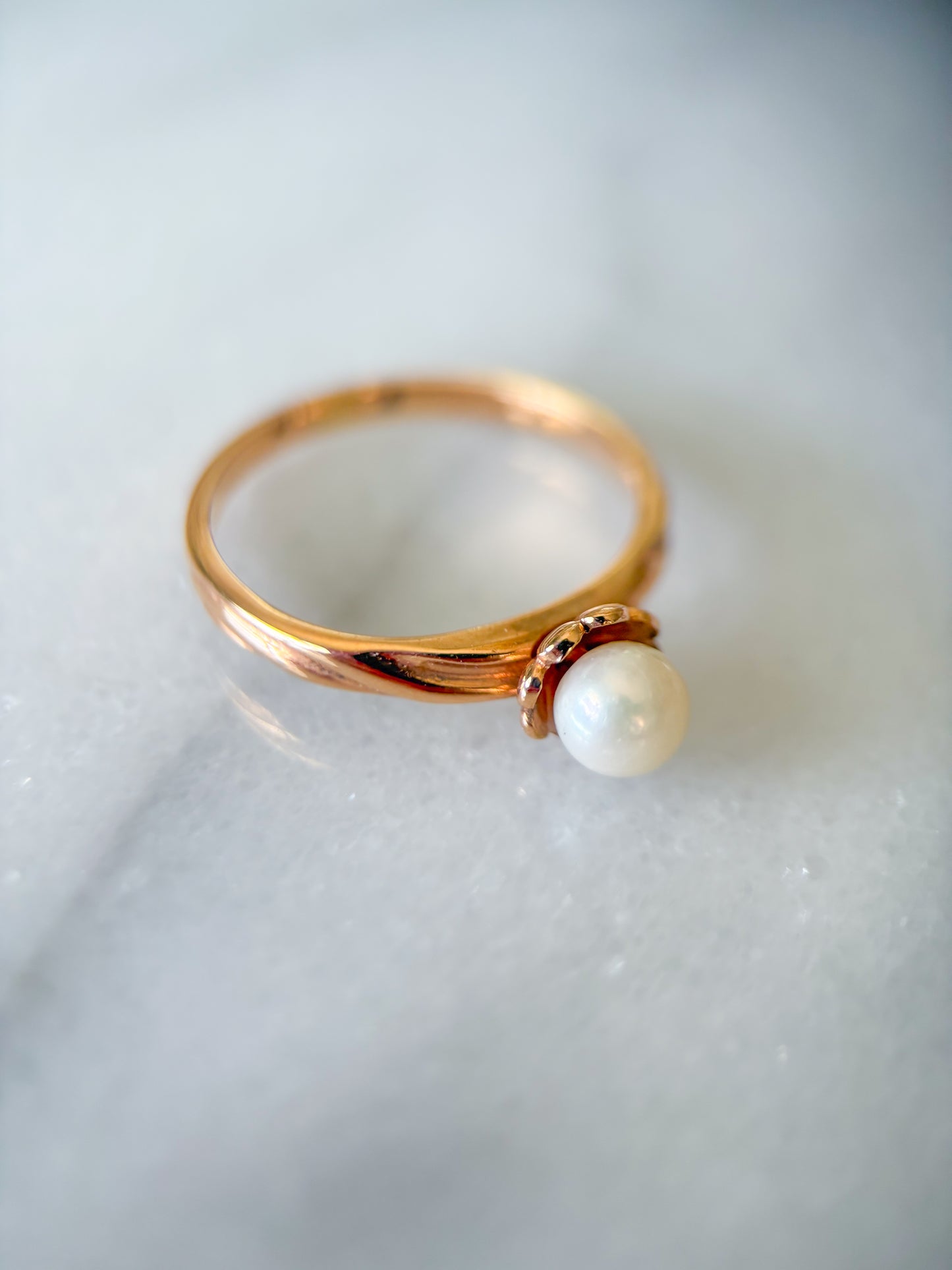 Vintage Natural Pearl 14k Yellow Gold Ring