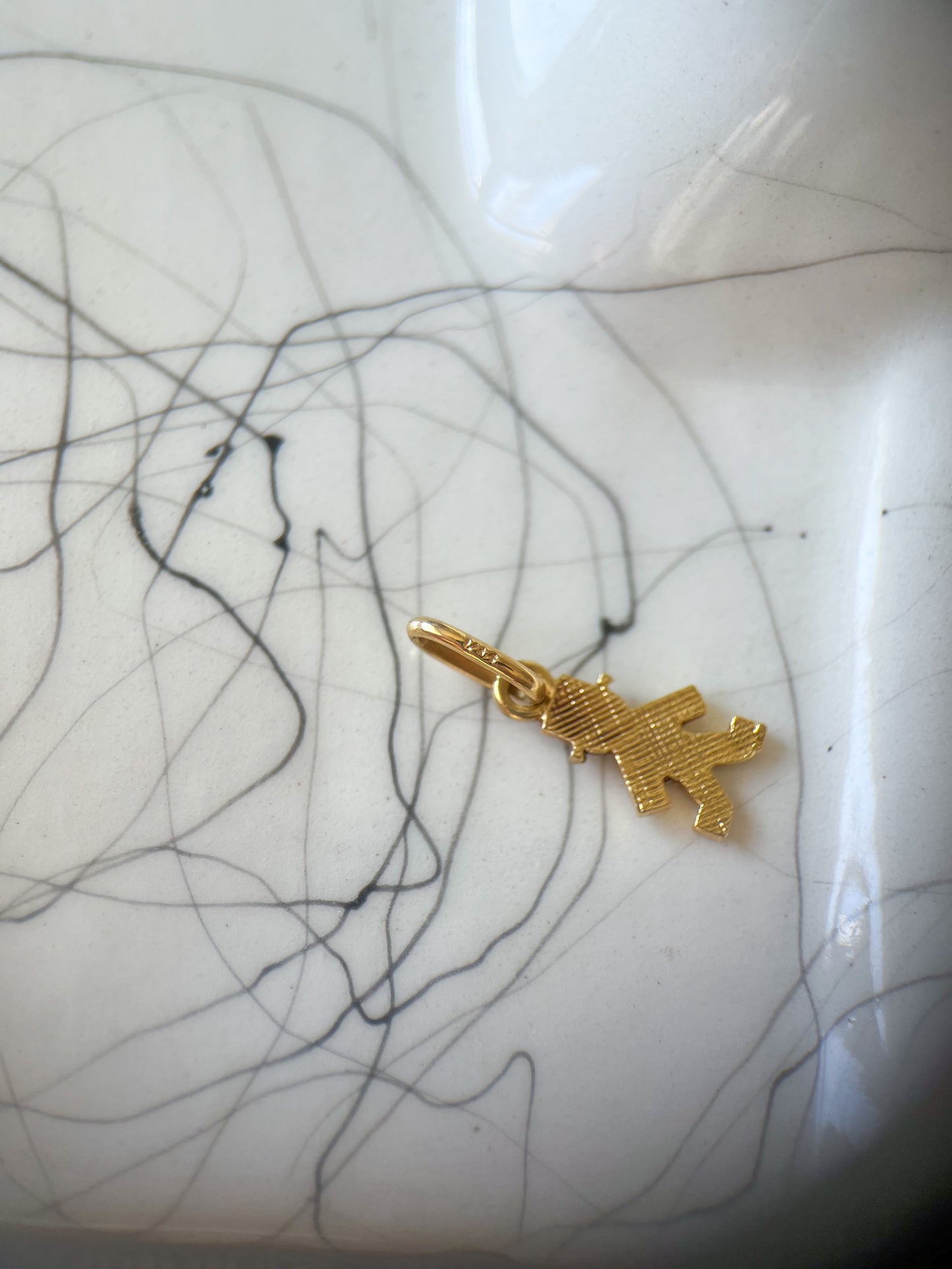 Vintage Mini Little Boy with Hat Enamel and 14k Yellow Gold Charm