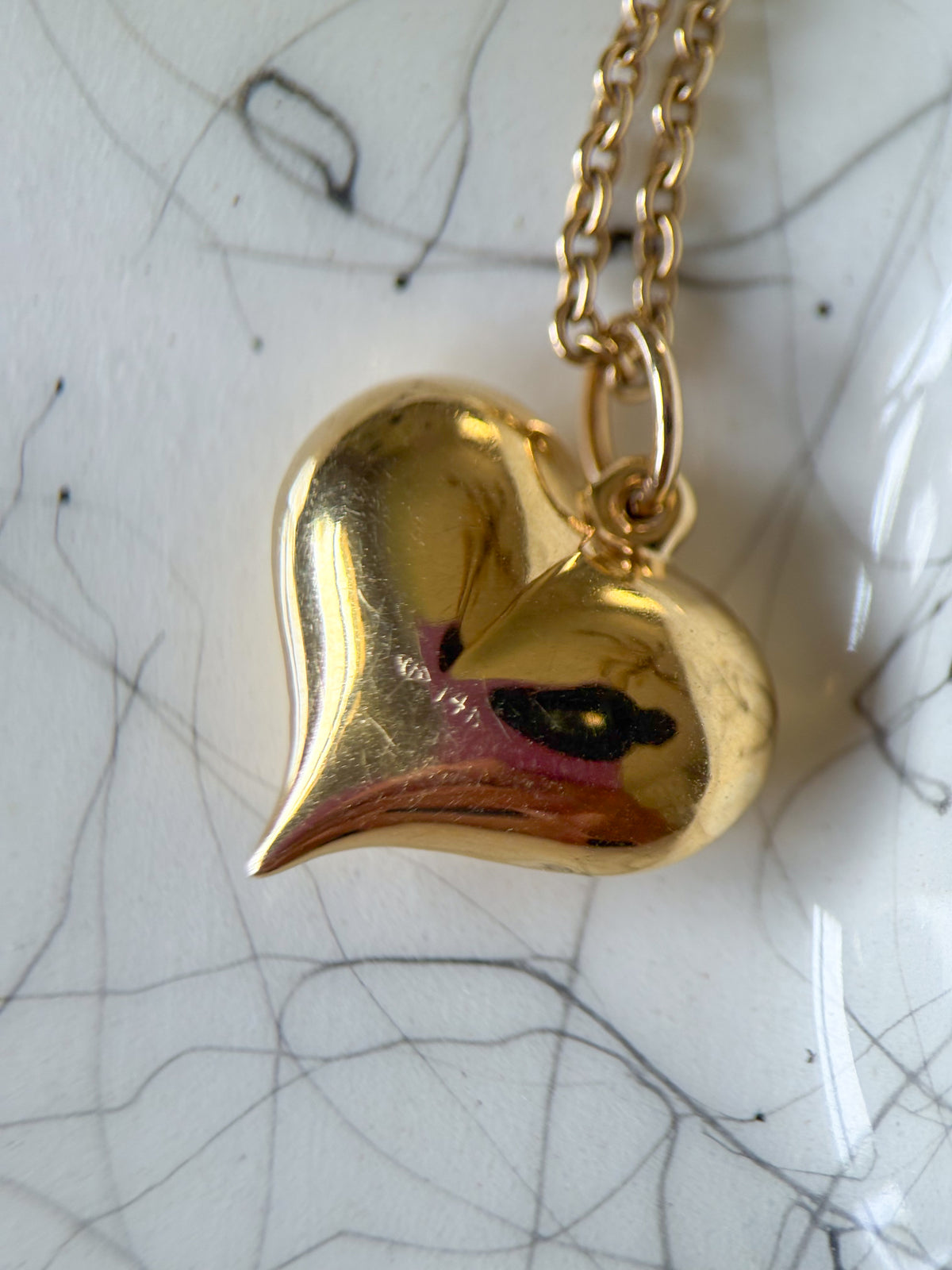 Vintage Puffy Heart 14k Yellow Gold Charm