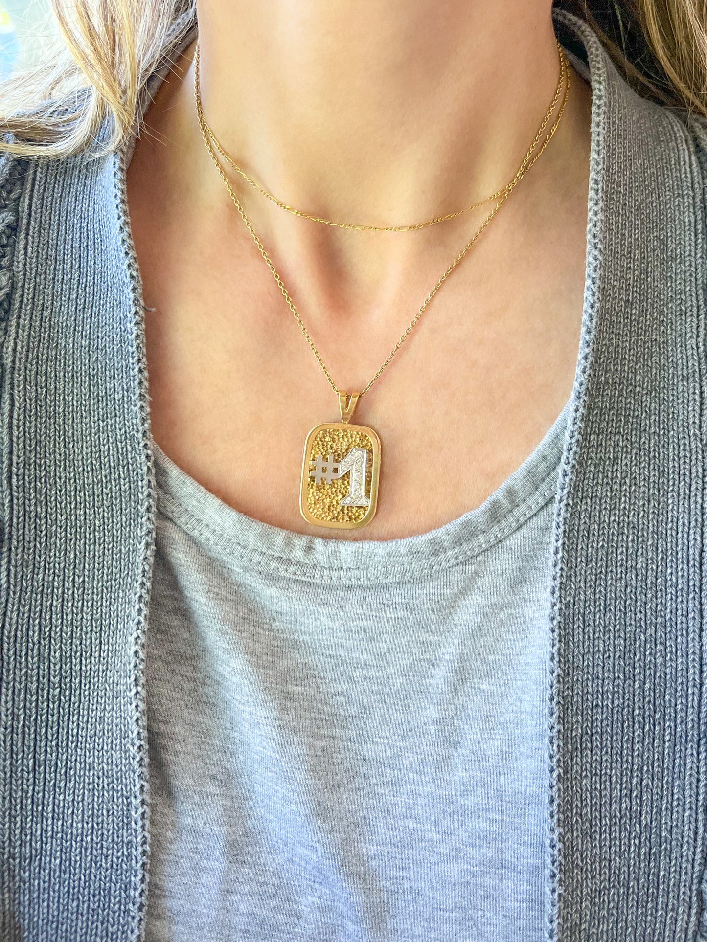 Vintage #1 Natural Diamond 14k Yellow Gold Charm