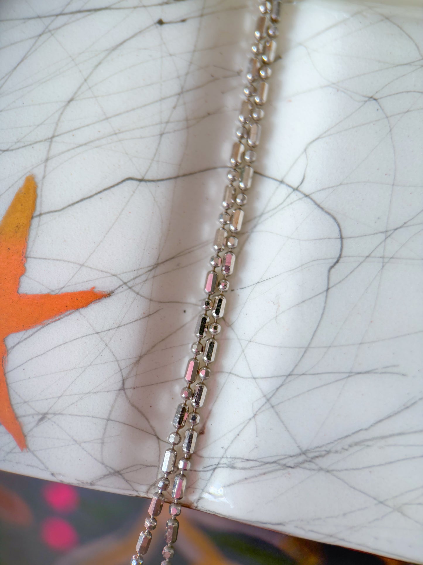 Vintage Bezel Set Natural Diamond Pendant 14k White Gold Charm with Ball Chain