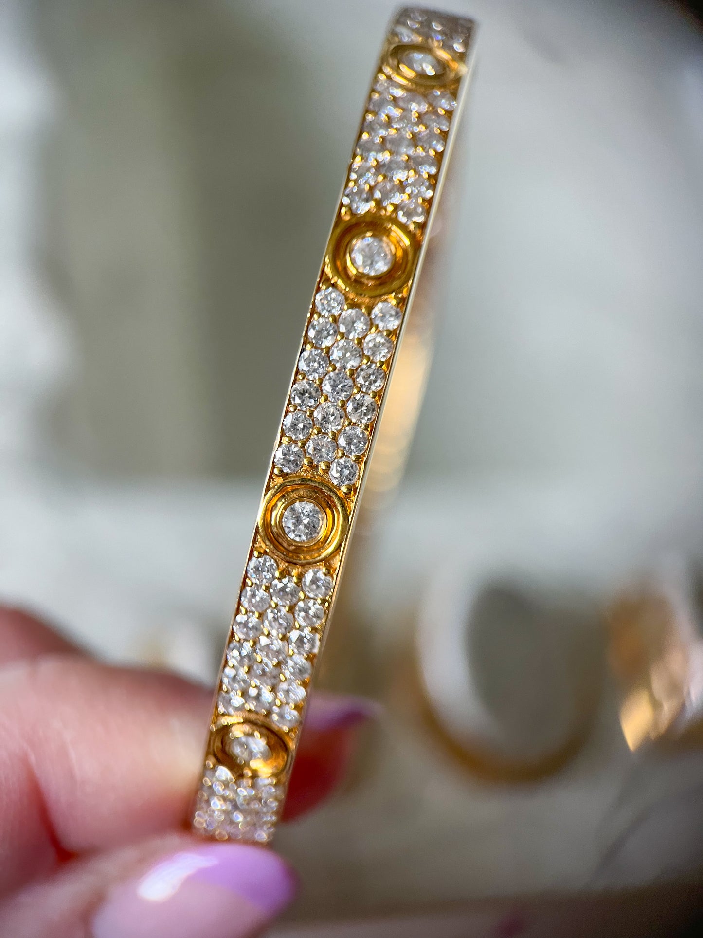 14k Yellow Gold and Natural Diamond Bangle
