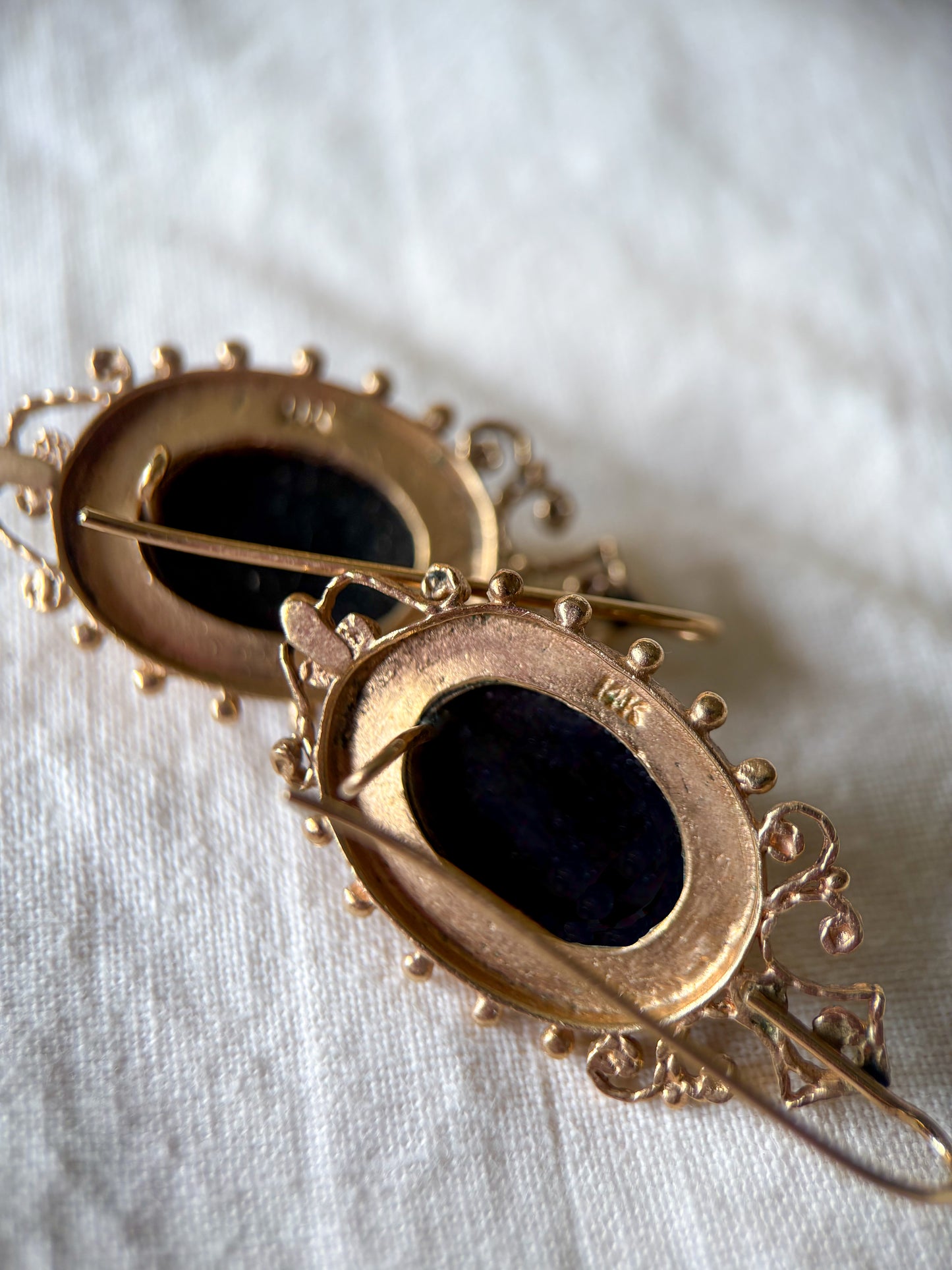 Vintage 14k Yellow Gold Cameo Earrings