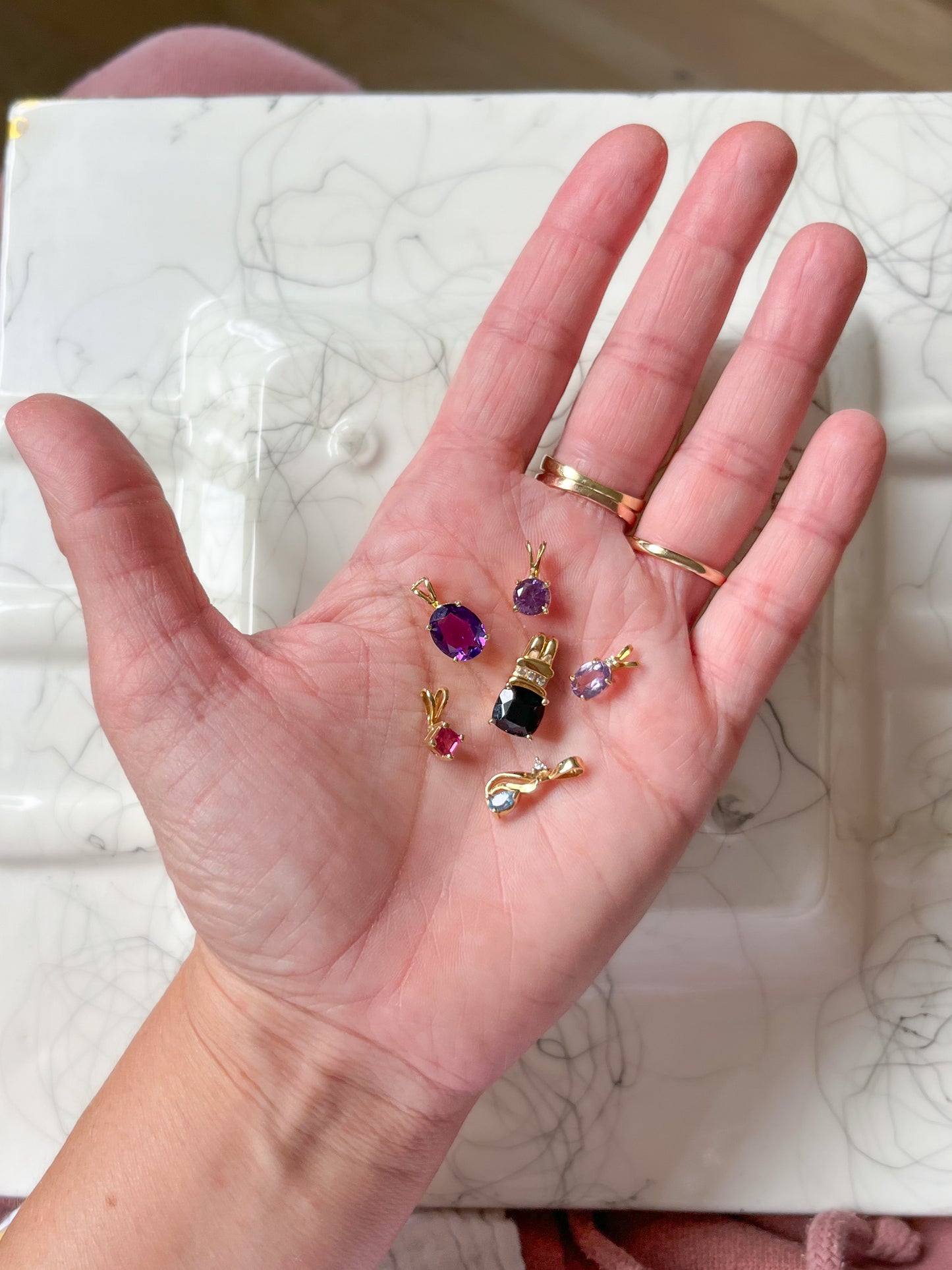 Vintage Pear Shaped Topaz with Natural Diamond 14k Yellow Gold