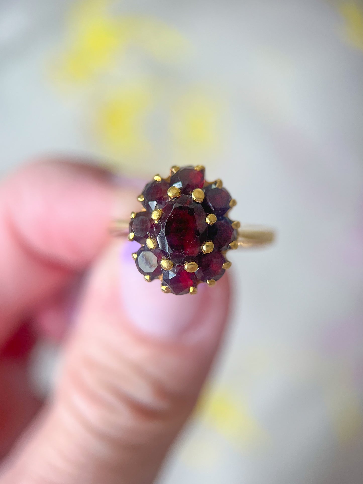 Vintage Natural Garnet 18k Yellow Gold Statement Ring