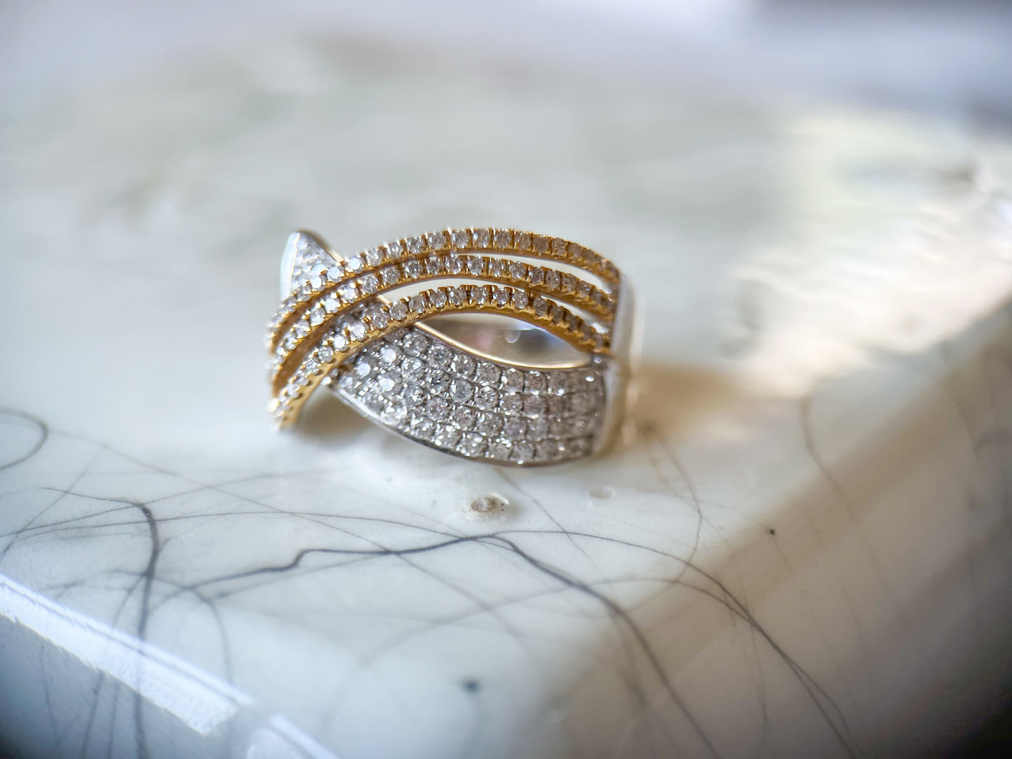 Natural Diamond Two Toned 14k Yellow and White Gold Ring