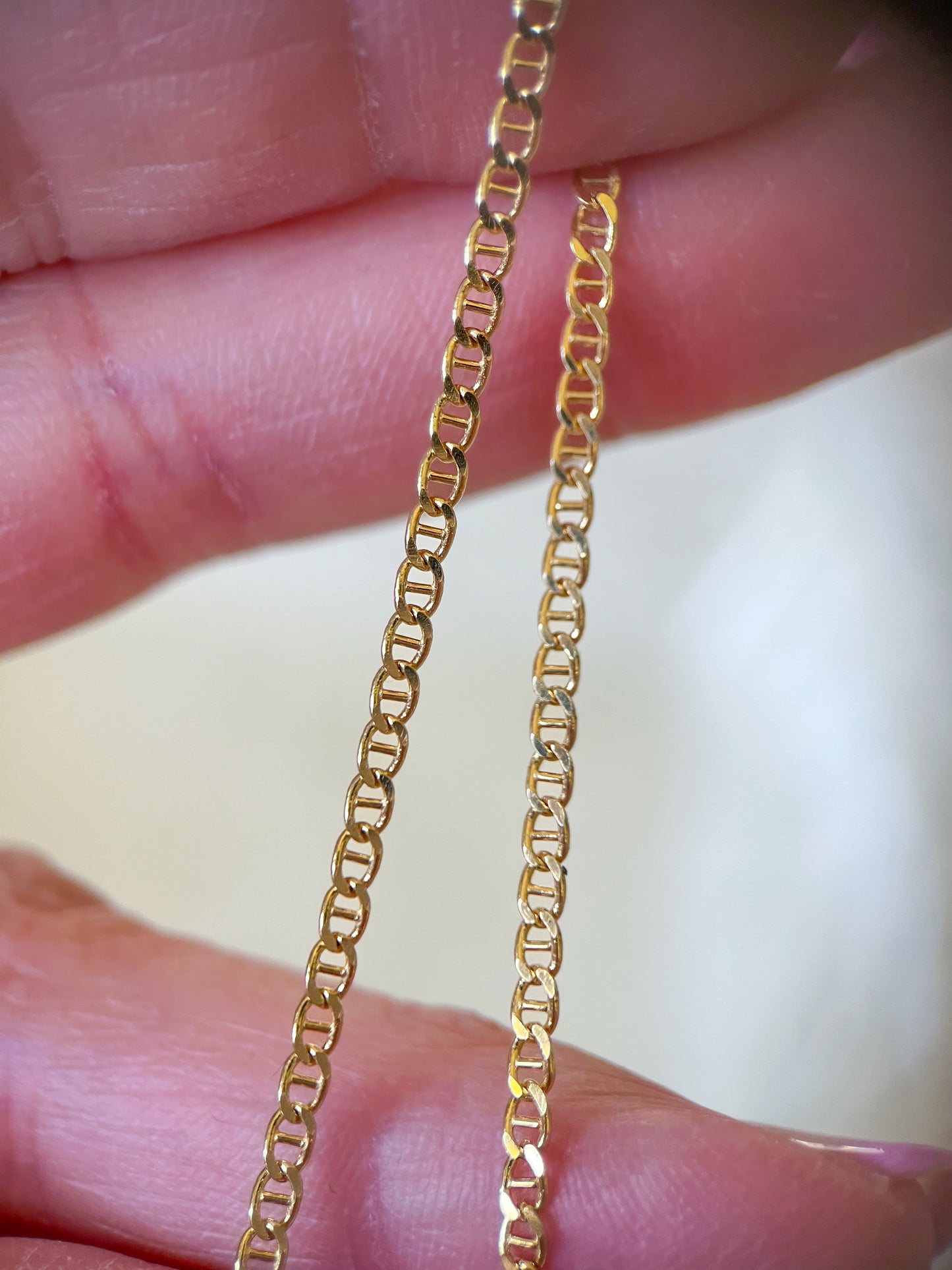 Vintage Flat Mariner Chain 14k Yellow Gold 14 Inch Chain Necklace