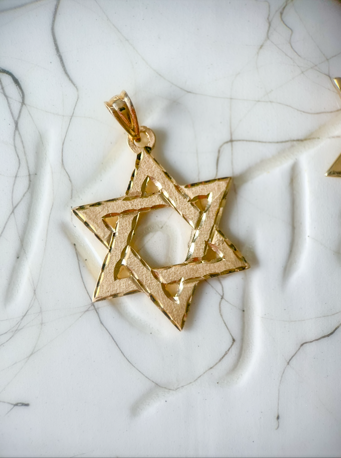 14k Yellow Gold Star of David Charm