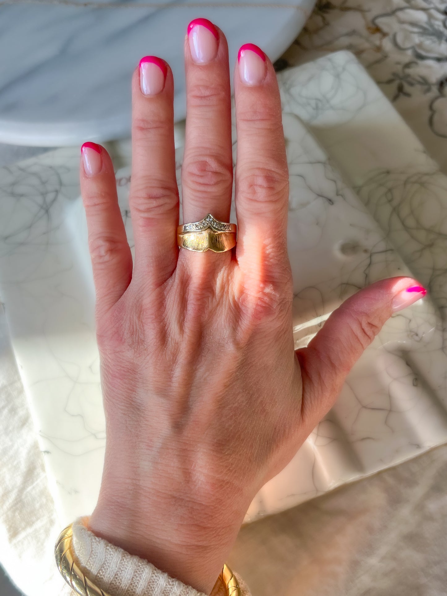 Vintage Natural Diamond 14k Yellow Gold Ring