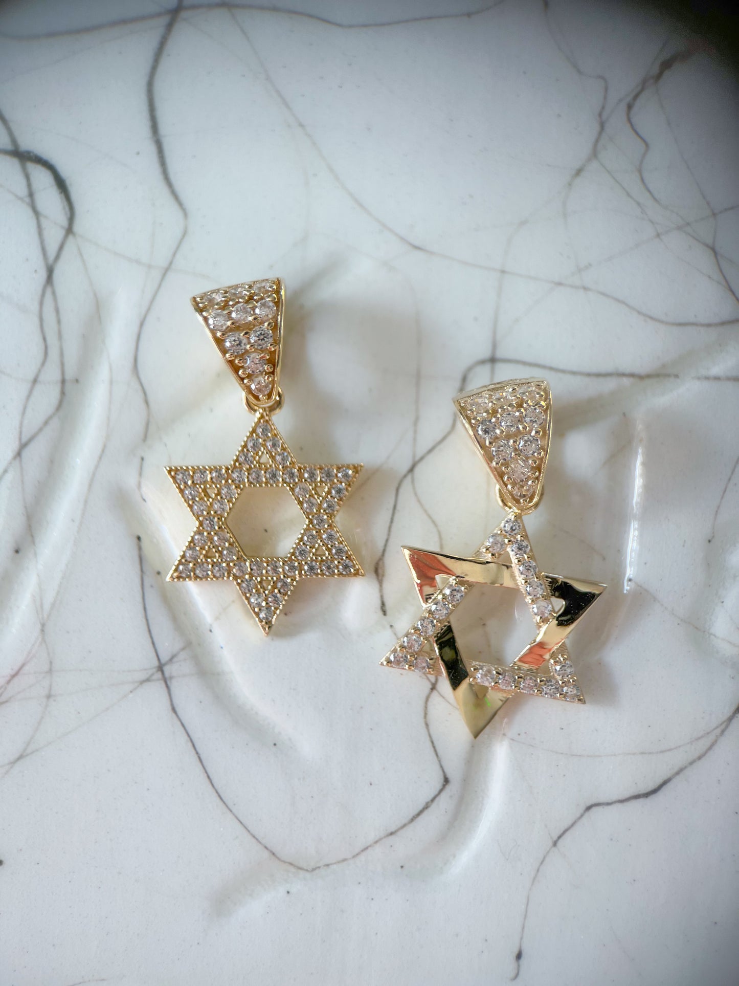 Various 10k Yellow Gold and CZ Star of David Charms