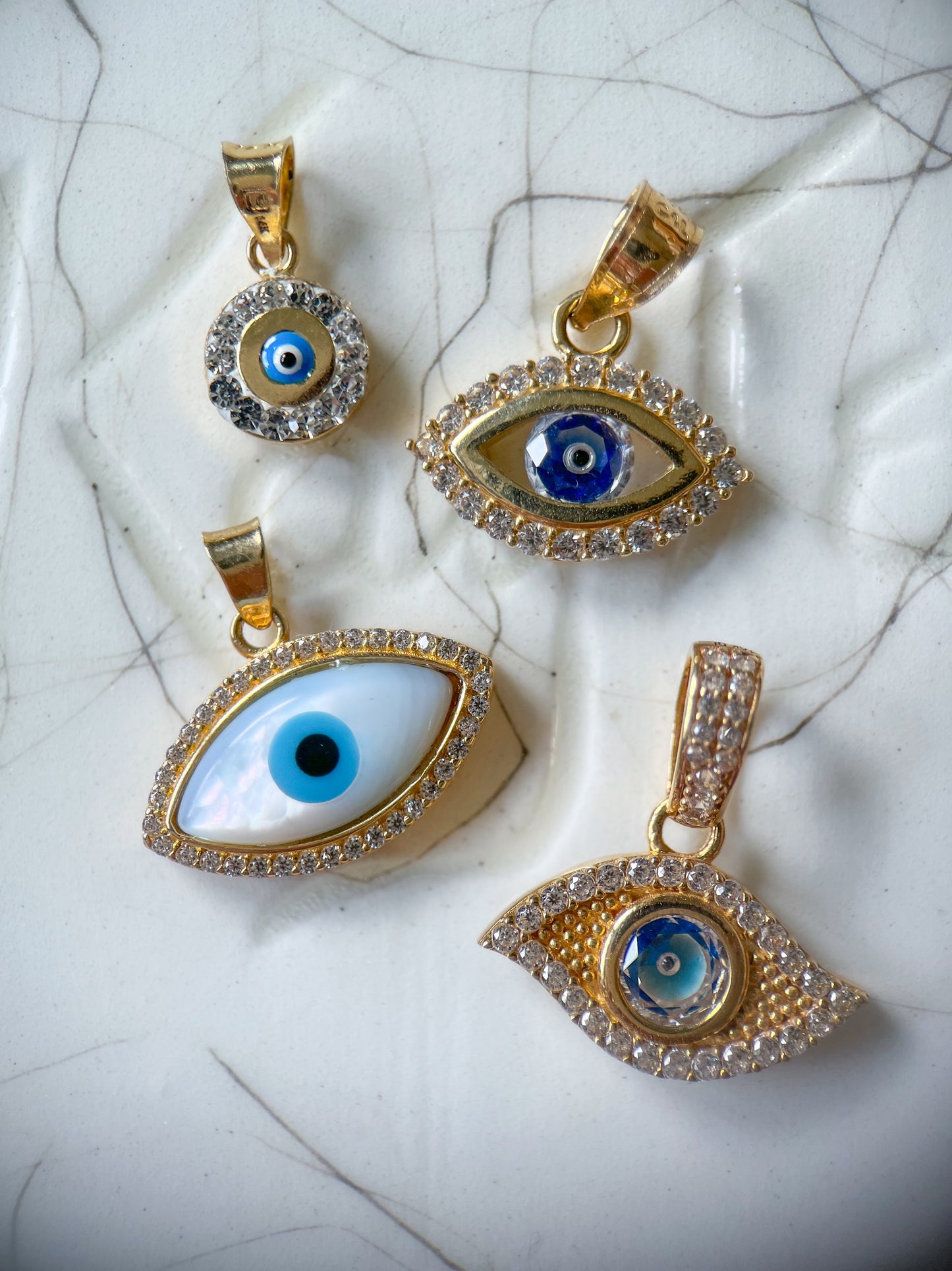 Evil Eye 10k Yellow Gold CZ Charm