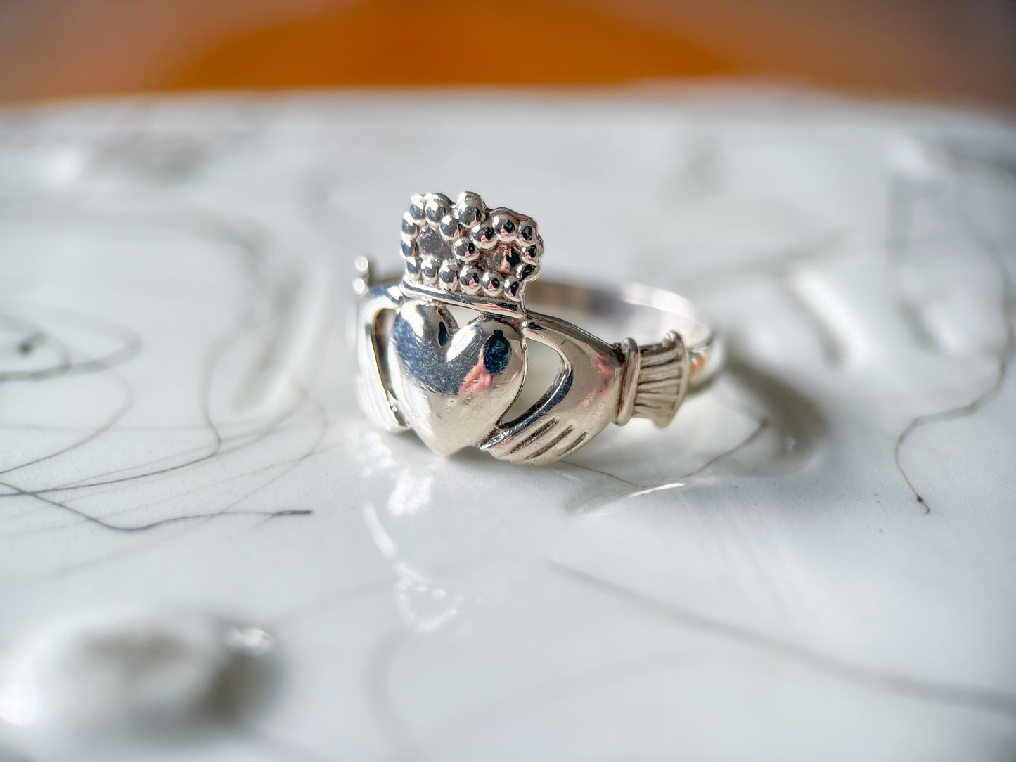 Vintage Sterling Silver Claddagh Irish Heart Ring, circa 1990s