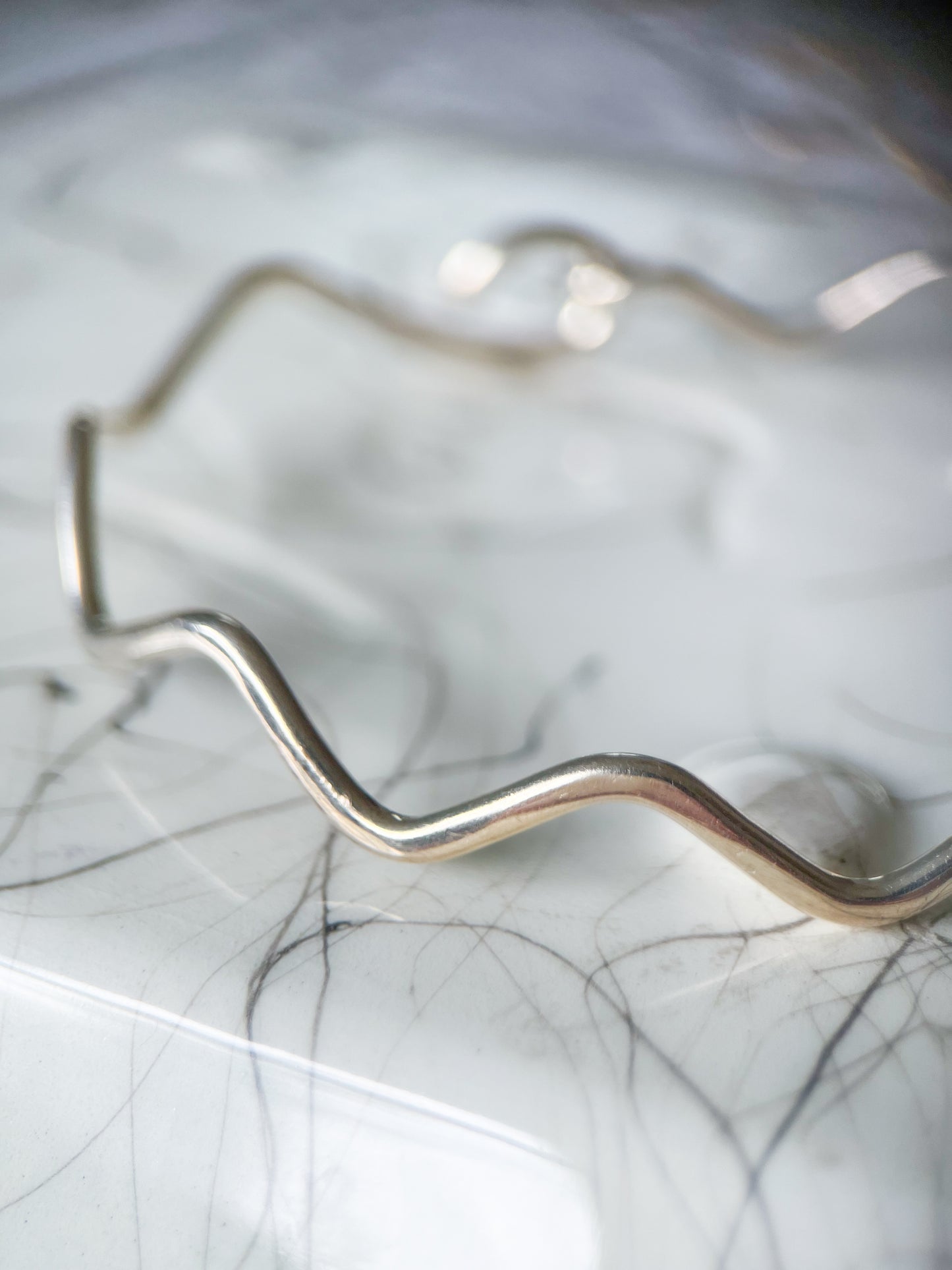 Vintage Wavy Bangle Sterling Silver Bracelet, circa 1990s
