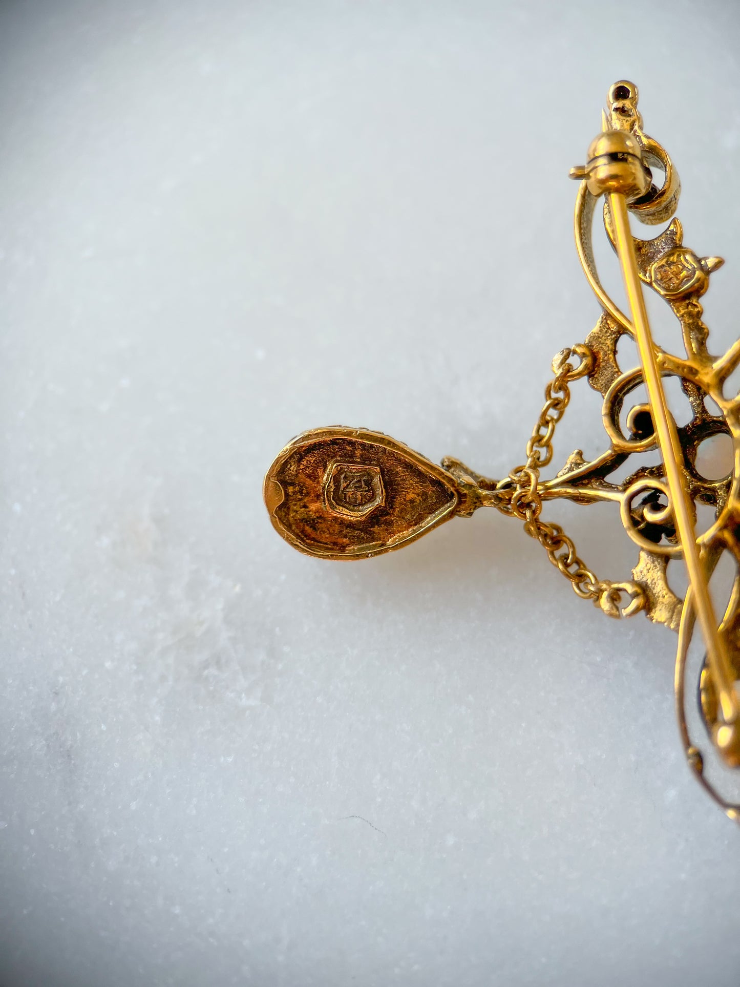 Antique Opal 14k Yellow Gold Pin and Pendant