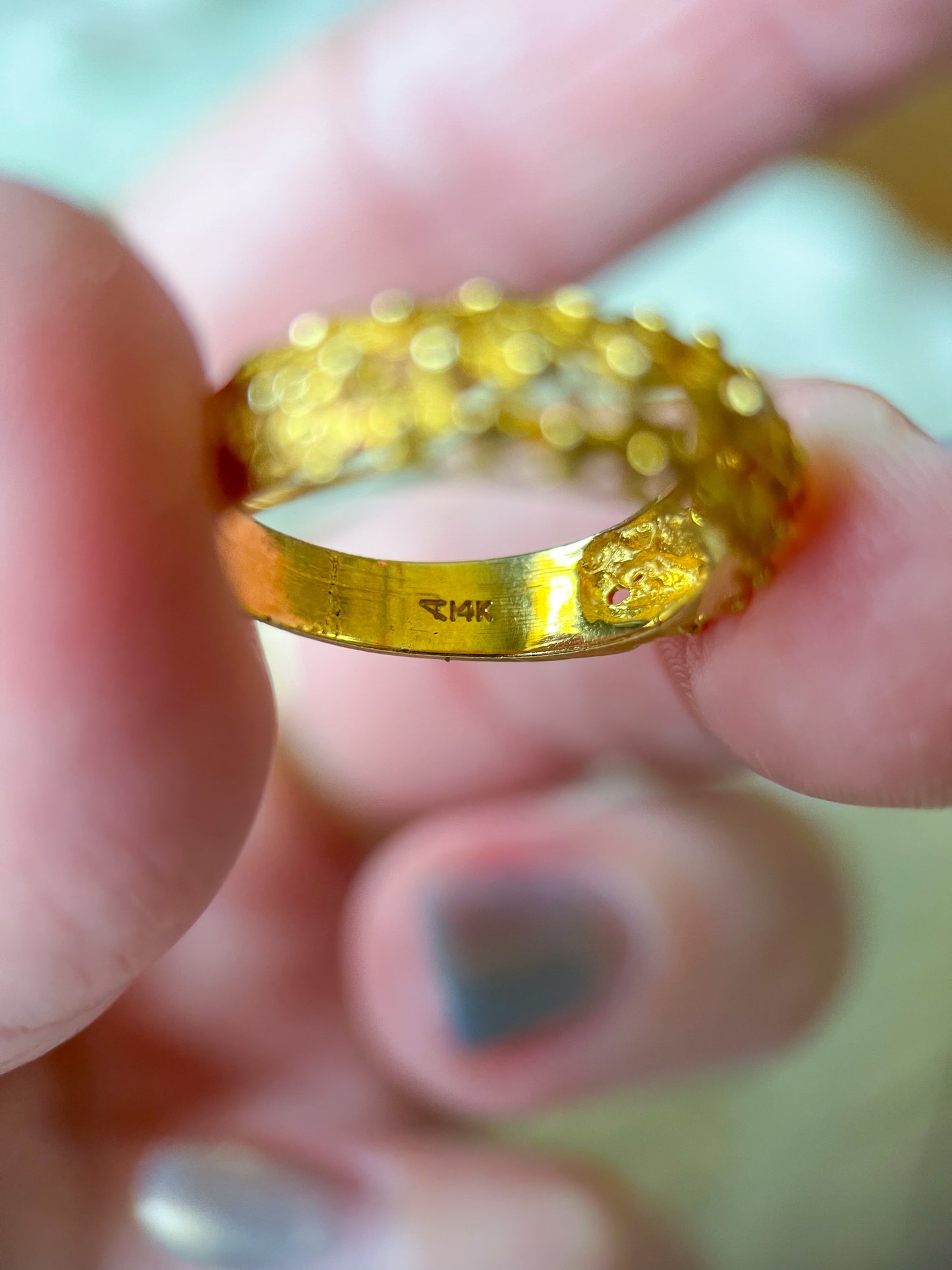 Vintage 14k Yellow Gold Nugget Ring