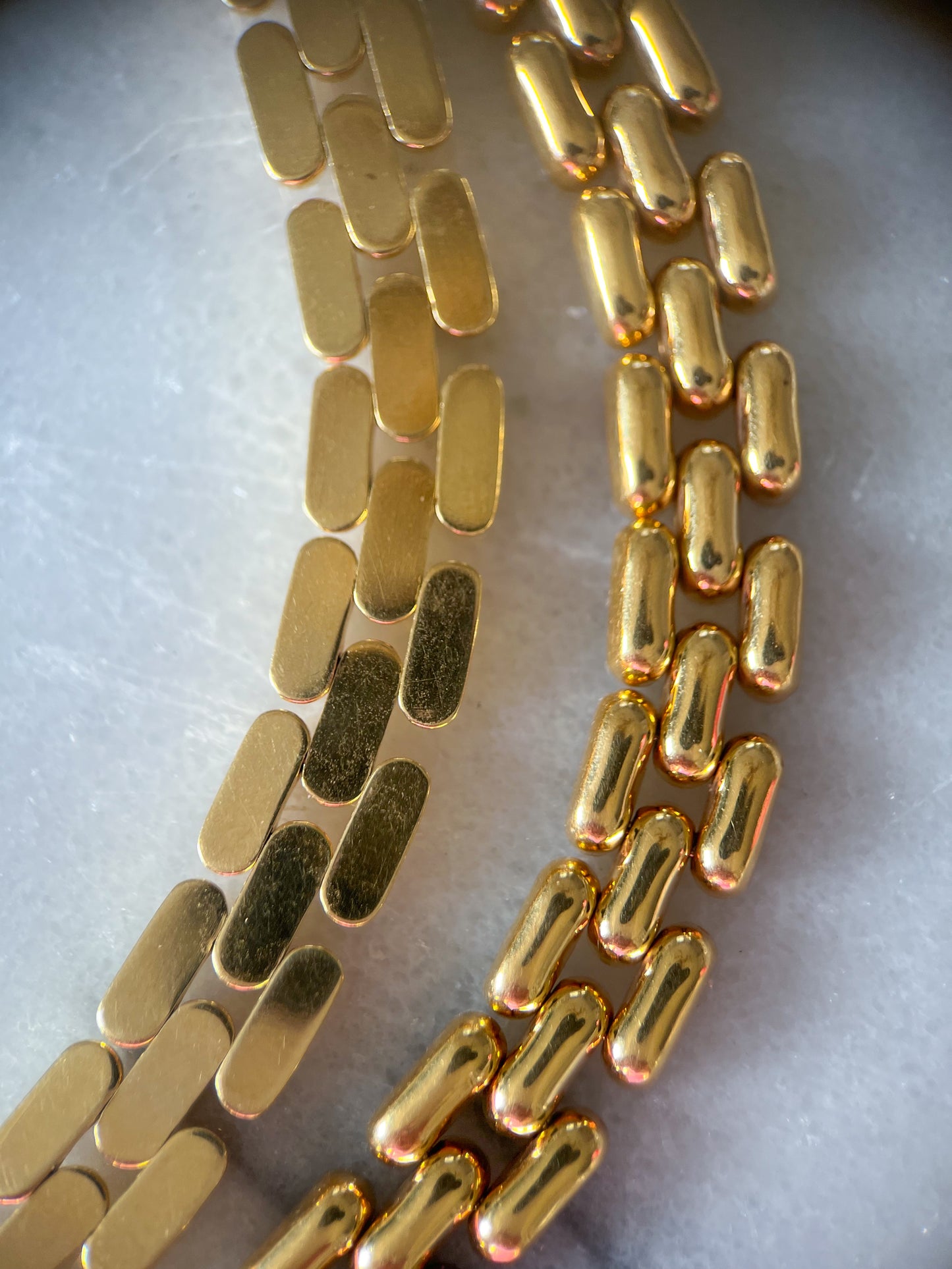 Vintage Panther Link 14k Yellow Gold Necklace with Sapphire Cabochon Toggle