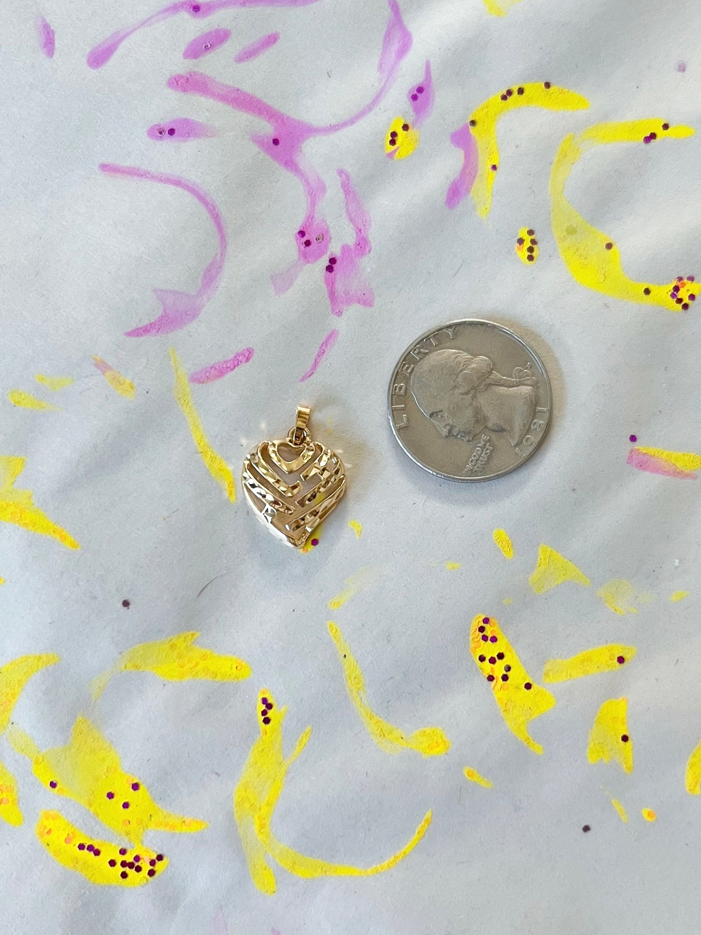 Vintage "Aloha" Open Heart 14k Yellow Gold Charm