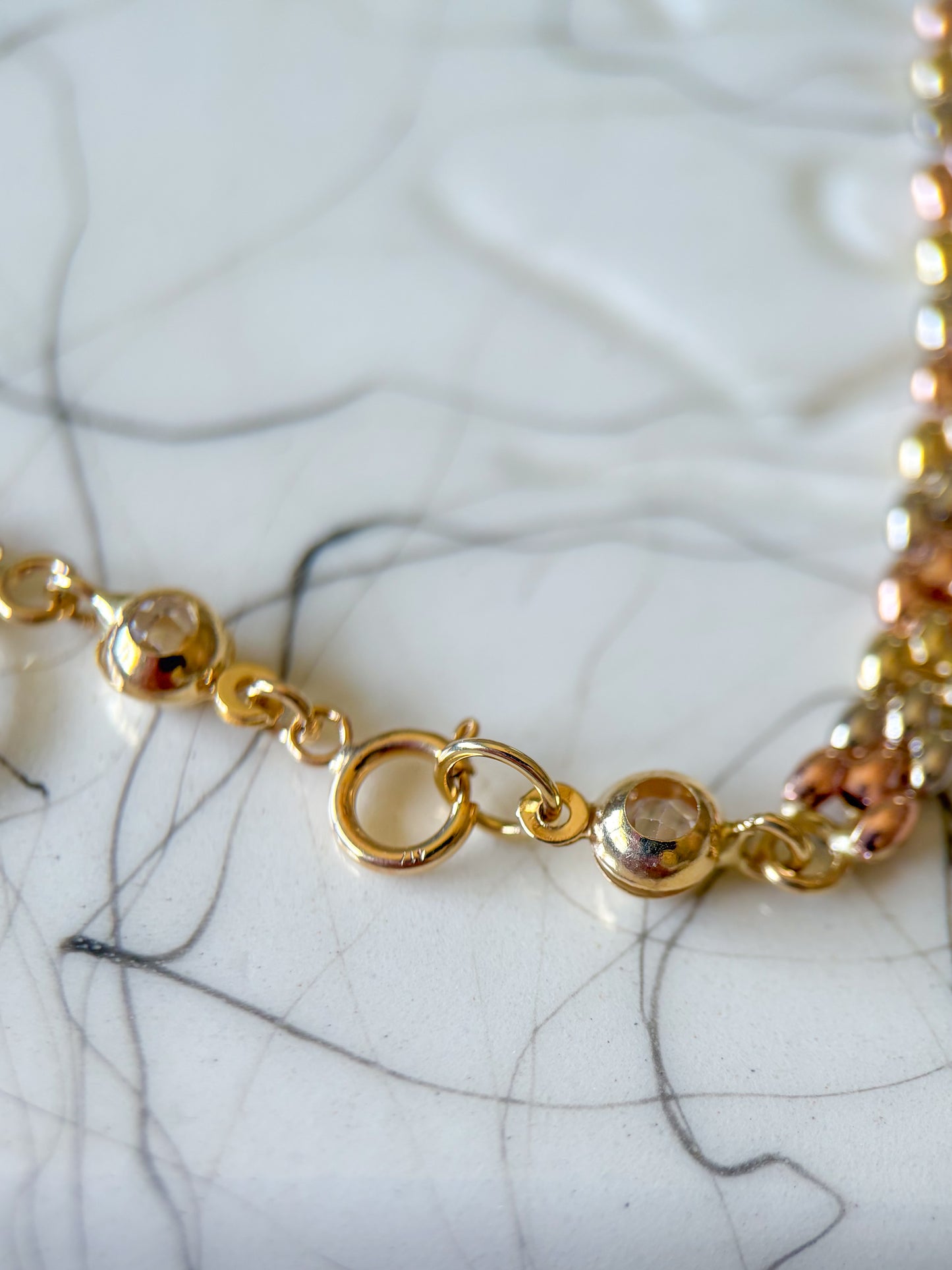 Tri Color 10k Yellow, White and Rose Gold 7.5 Inch Bracelet