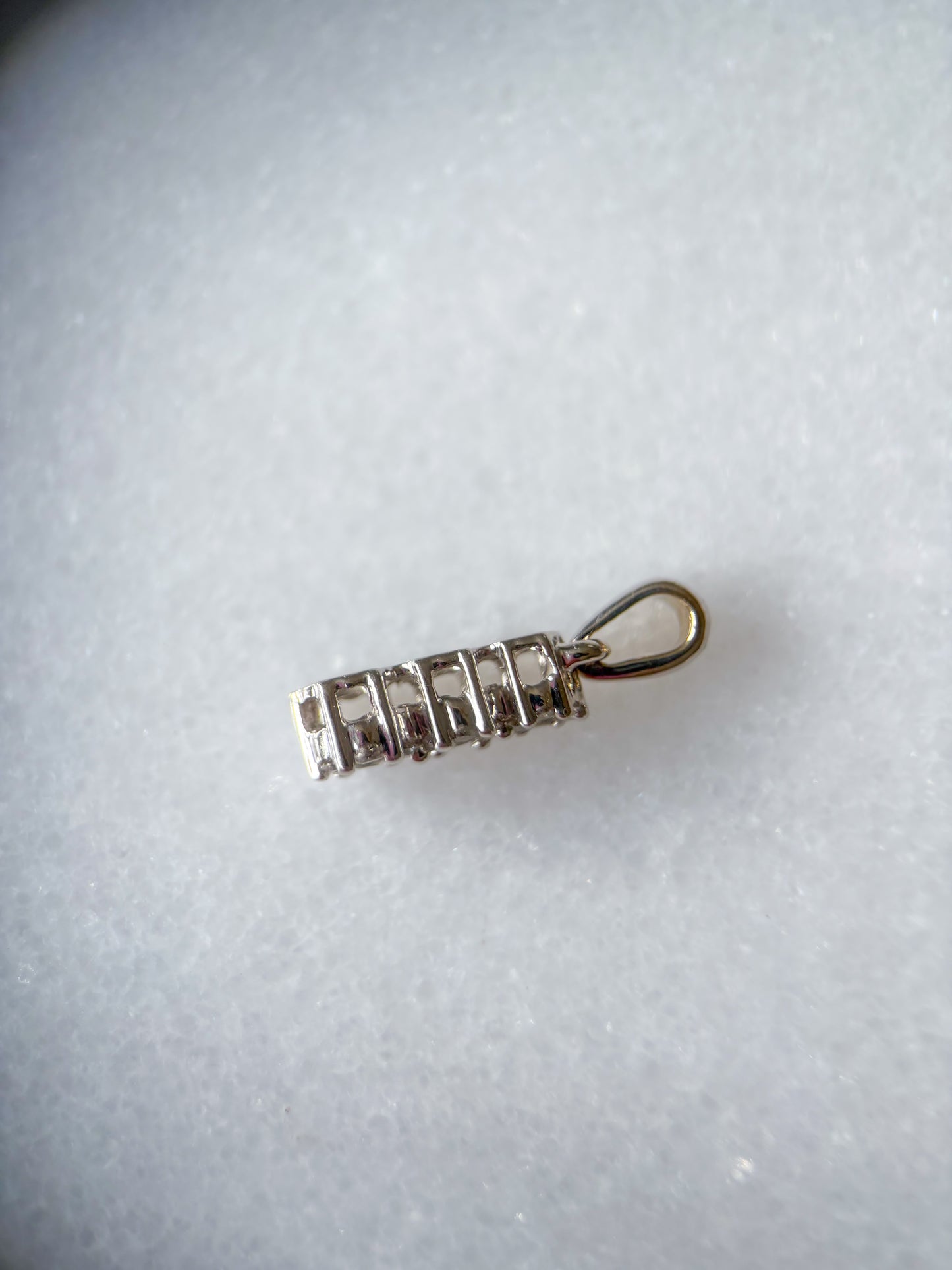 Vintage Natural Diamond Drop 14k White Gold Charm