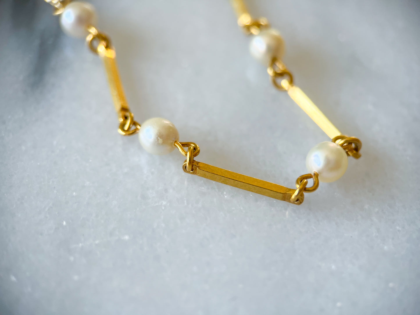 Vintage Pearl and Chain Necklaces in 14k and 18k Yellow Gold