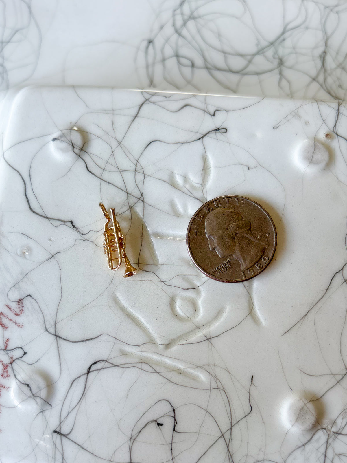 Vintage Trumpet 14k Yellow Gold Charm