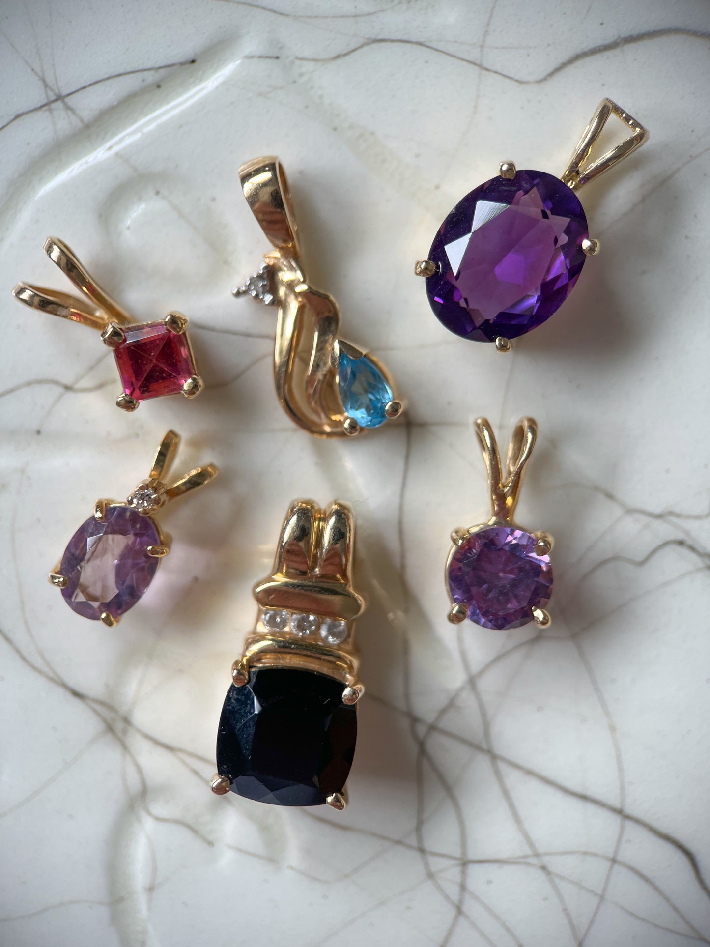 Vintage Pear Shaped Topaz with Natural Diamond 14k Yellow Gold