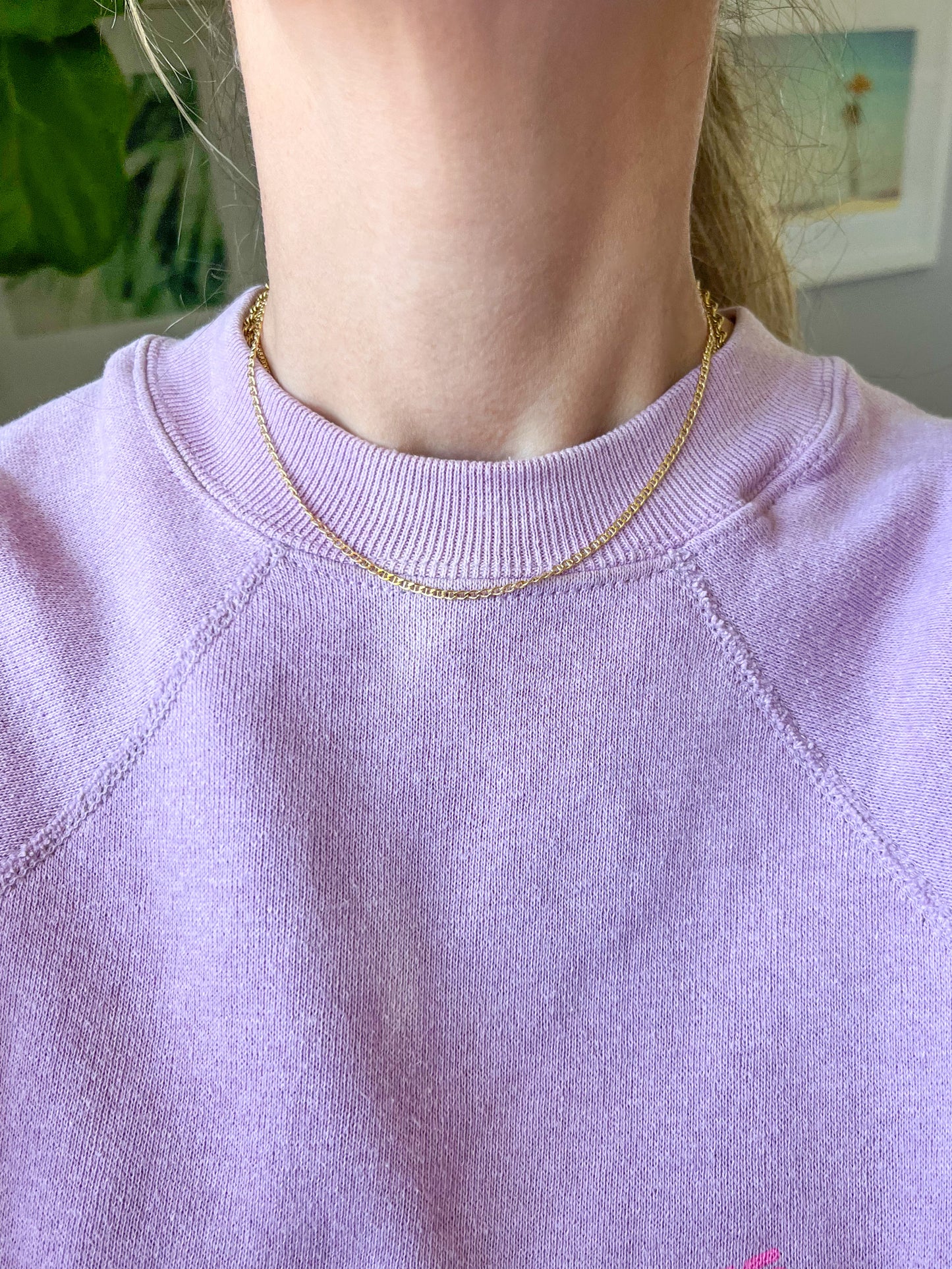 Vintage Flat Mariner Chain 14k Yellow Gold 14 Inch Chain Necklace