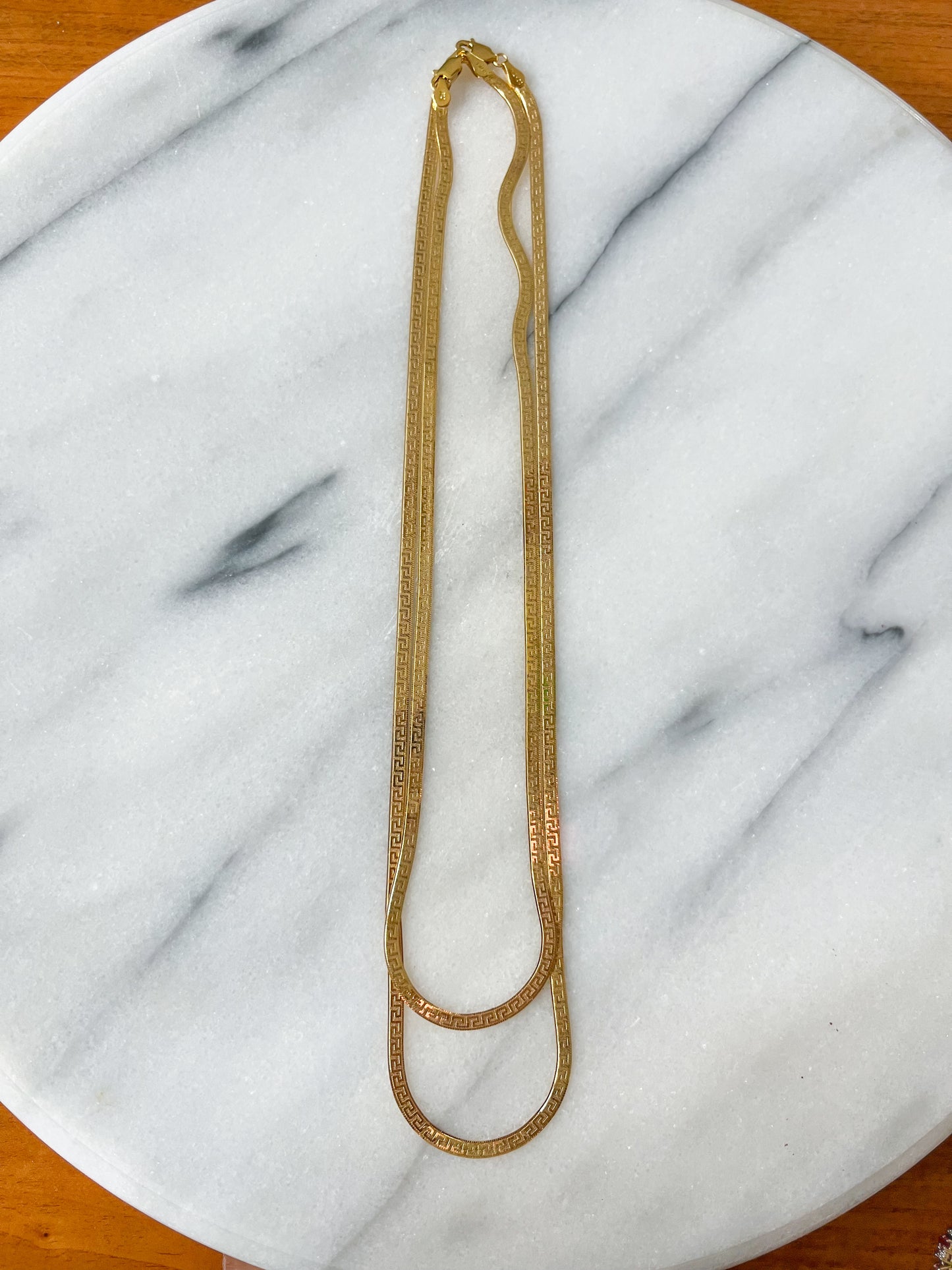 Herringbone Greek Style Chain 10k Yellow Gold 18 Inch Necklace