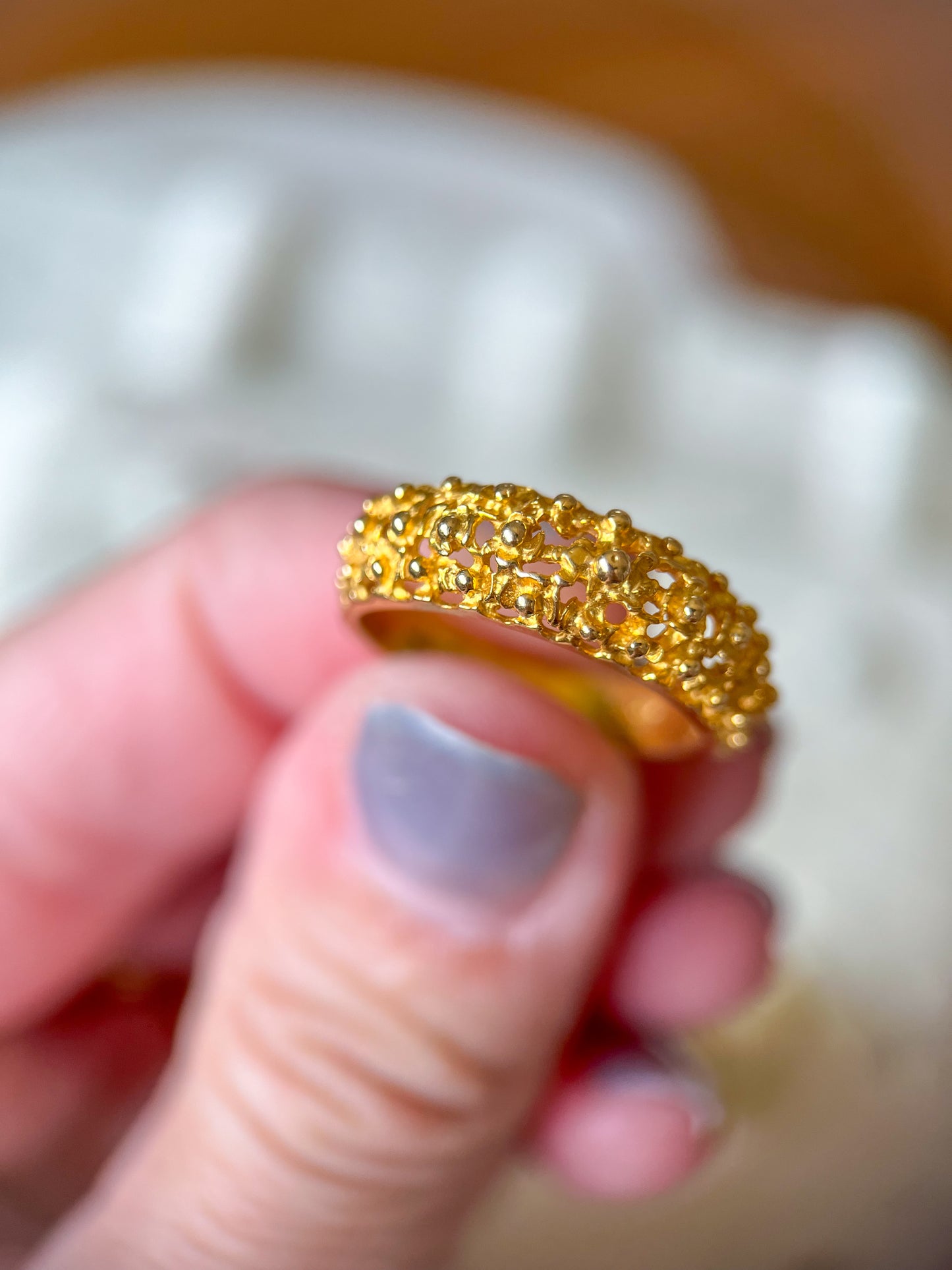 Vintage 14k Yellow Gold Nugget Ring
