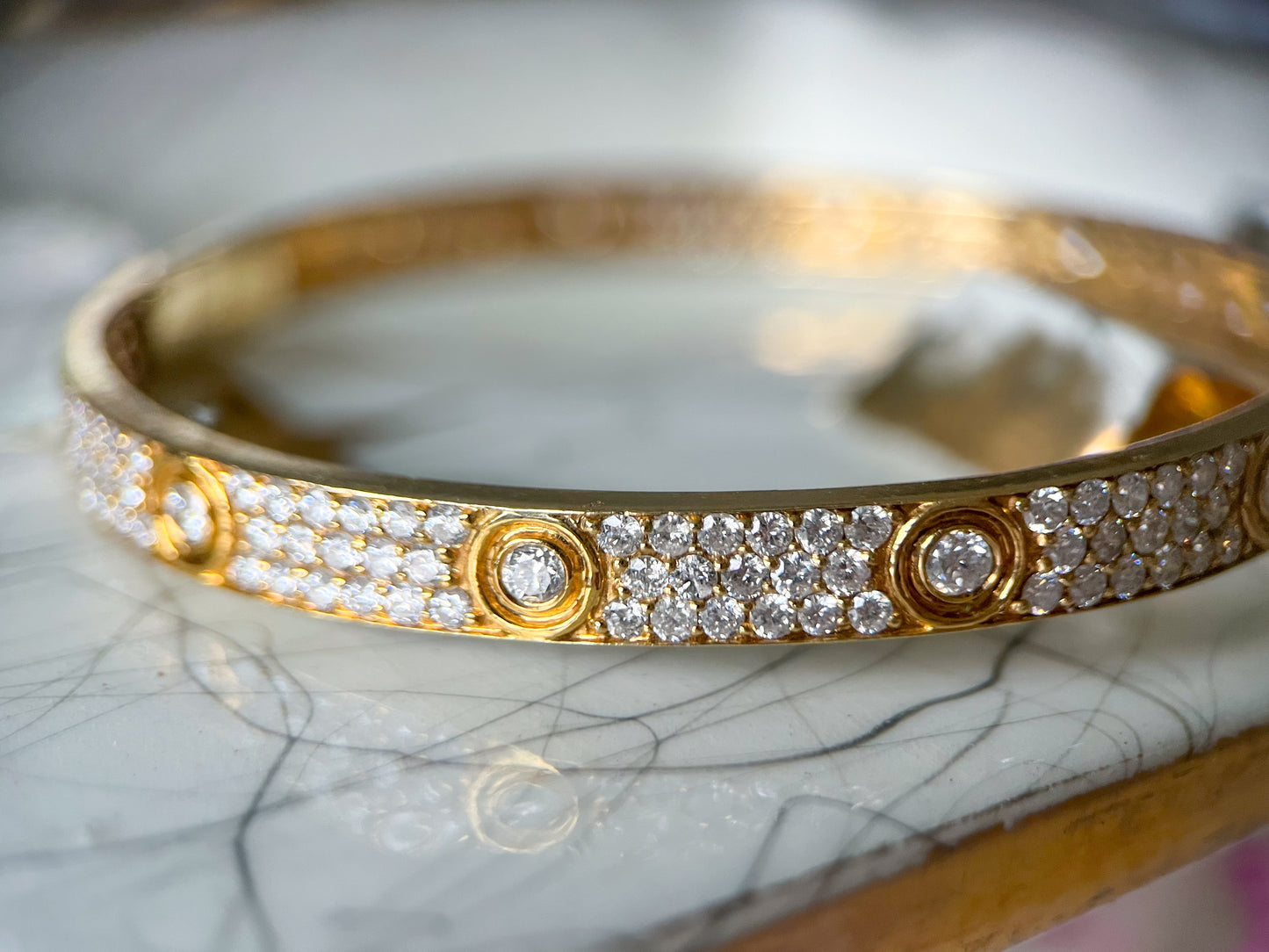 14k Yellow Gold and Natural Diamond Bangle