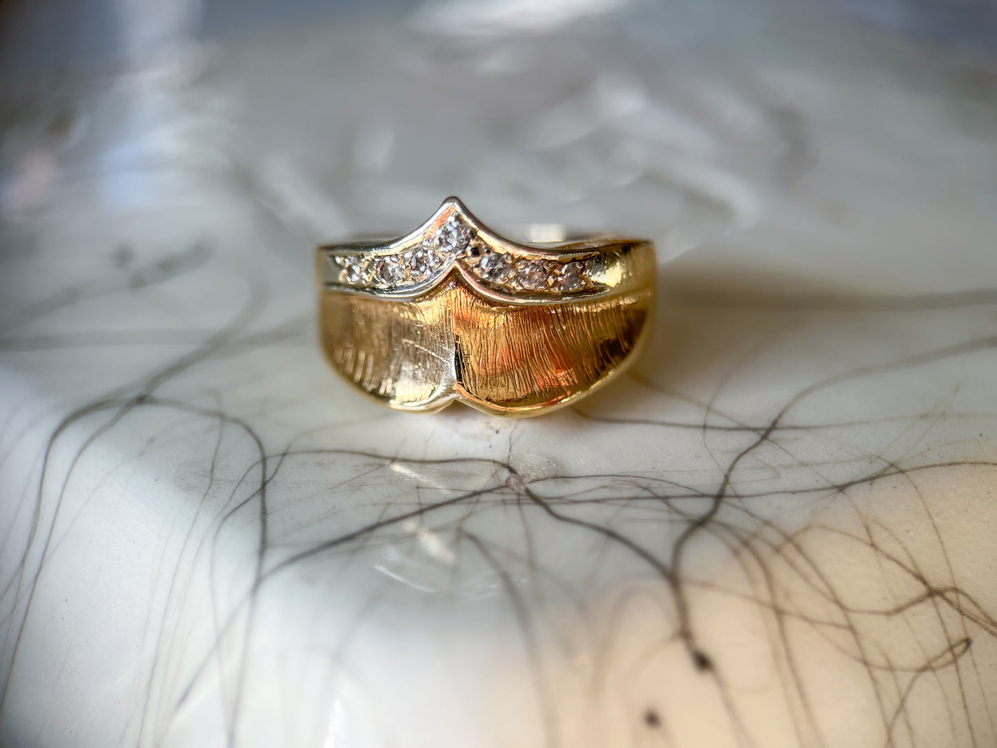 Vintage Natural Diamond 14k Yellow Gold Ring