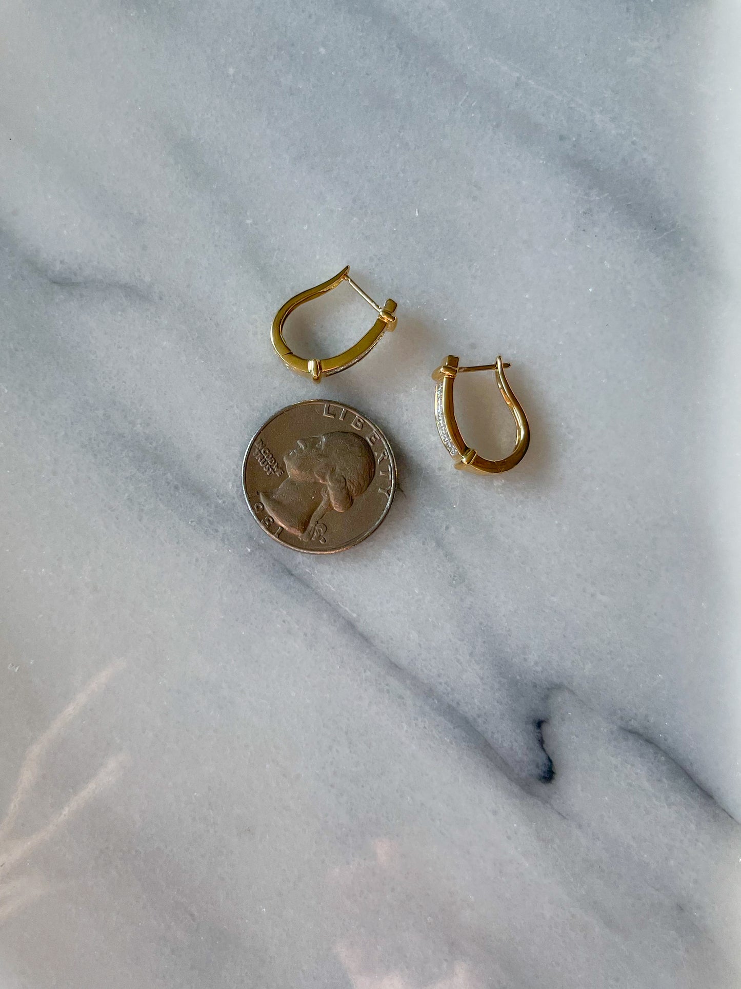 Natural Princess Cut Diamonds 14k Yellow Gold Hoop Earrings