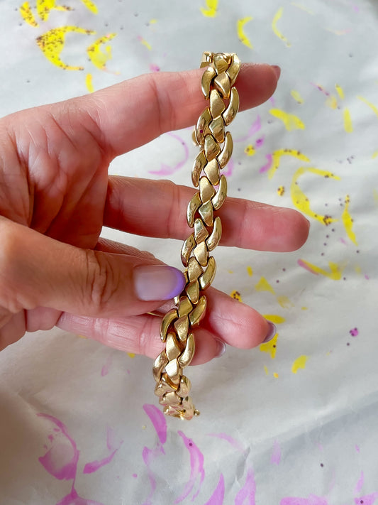 Vintage Super Chunky 14k Yellow Gold 7.5 Inch Bracelet