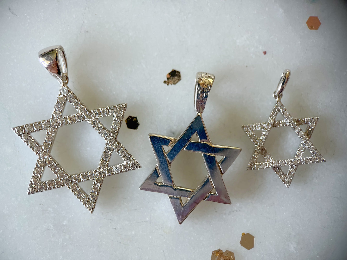 Vintage 14k White Gold Star of David Charm