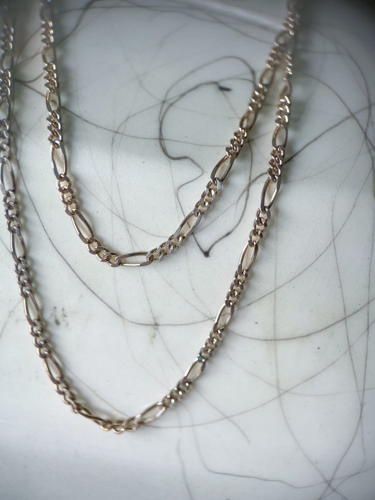 Vintage Figaro Chain Sterling Silver 18 Inch Chain Necklace