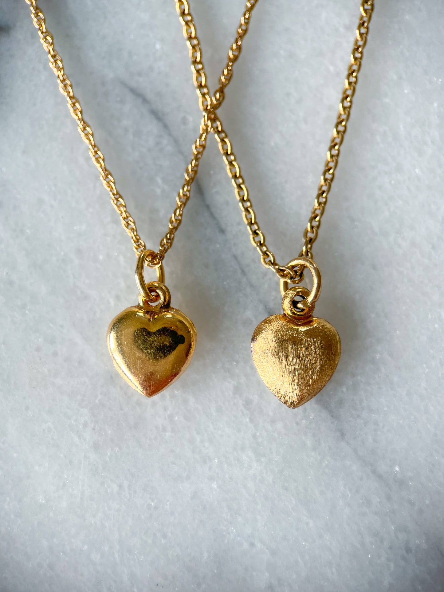 Vintage Mini Shiny Puffy Heart 14k Yellow Gold Charm