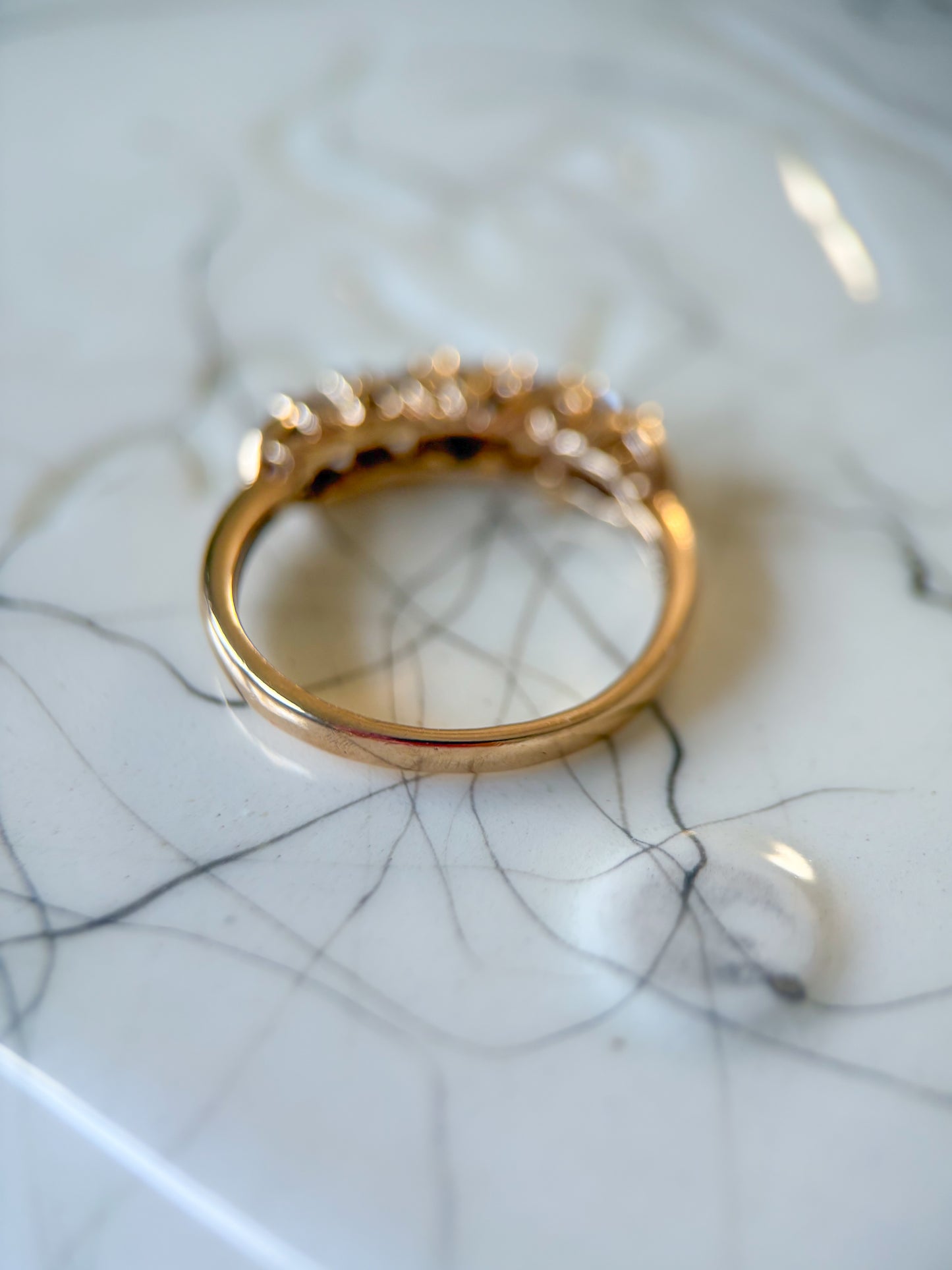 Vintage CZ Half Band 14k Yellow Gold Ring