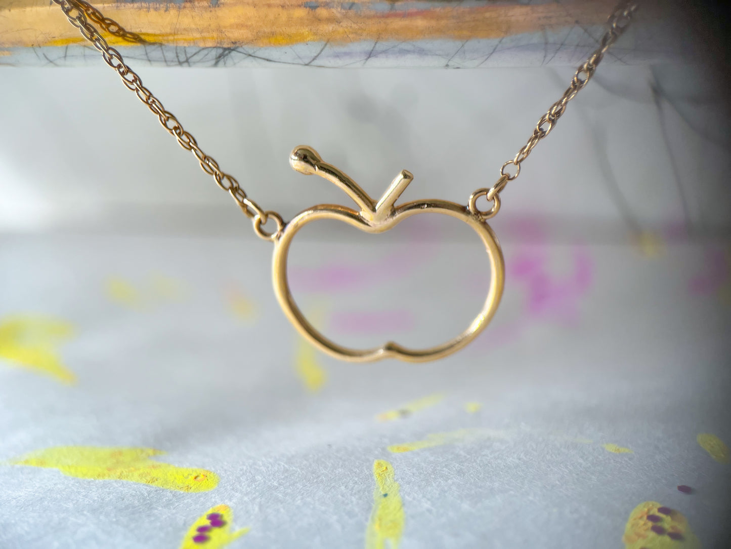 Vintage 14k Apple Charm on 10k Chain Necklace