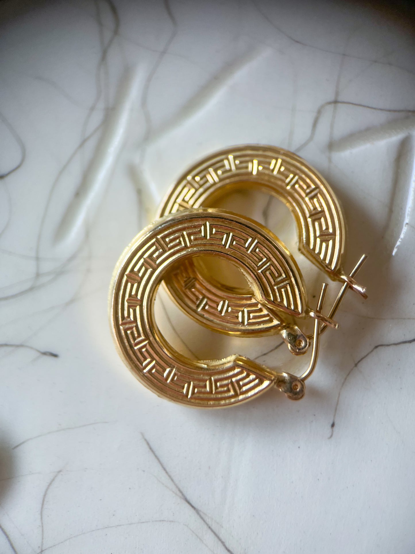 Greek Style Chunky 10k Yellow Gold Hoop Earrings
