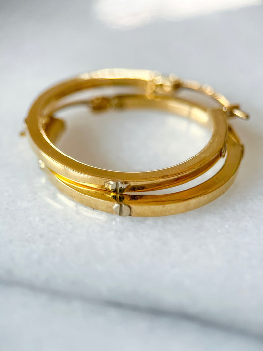 Vintage L0VE Style 10k Yellow Gold Large Thin Hoops