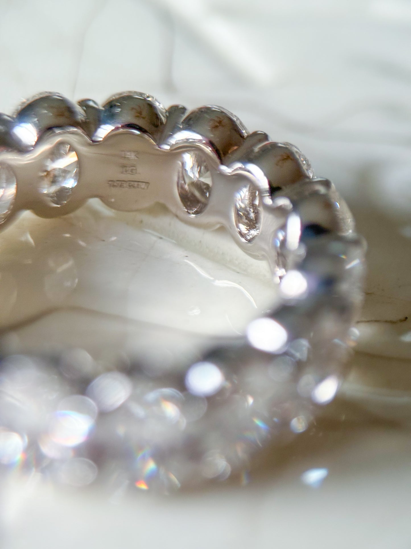 Lab Grown Diamond 14k White Gold Oval 7 Carat Eternity Band