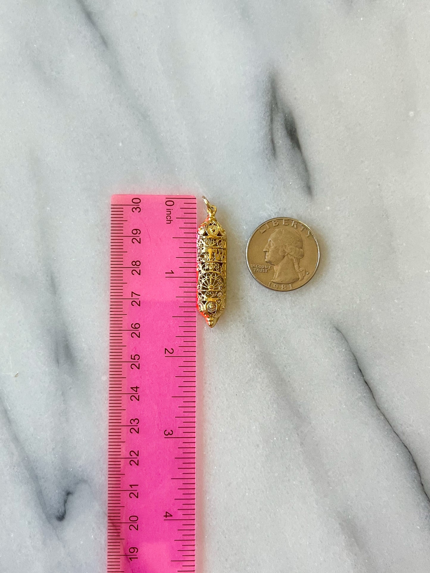 Vintage Mezuzah with Scroll 14k Yellow Gold Charm