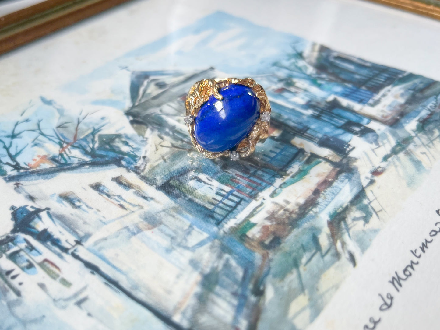 Vintage Lapis Lazuli 18k Gold Ring - Circa 1960s