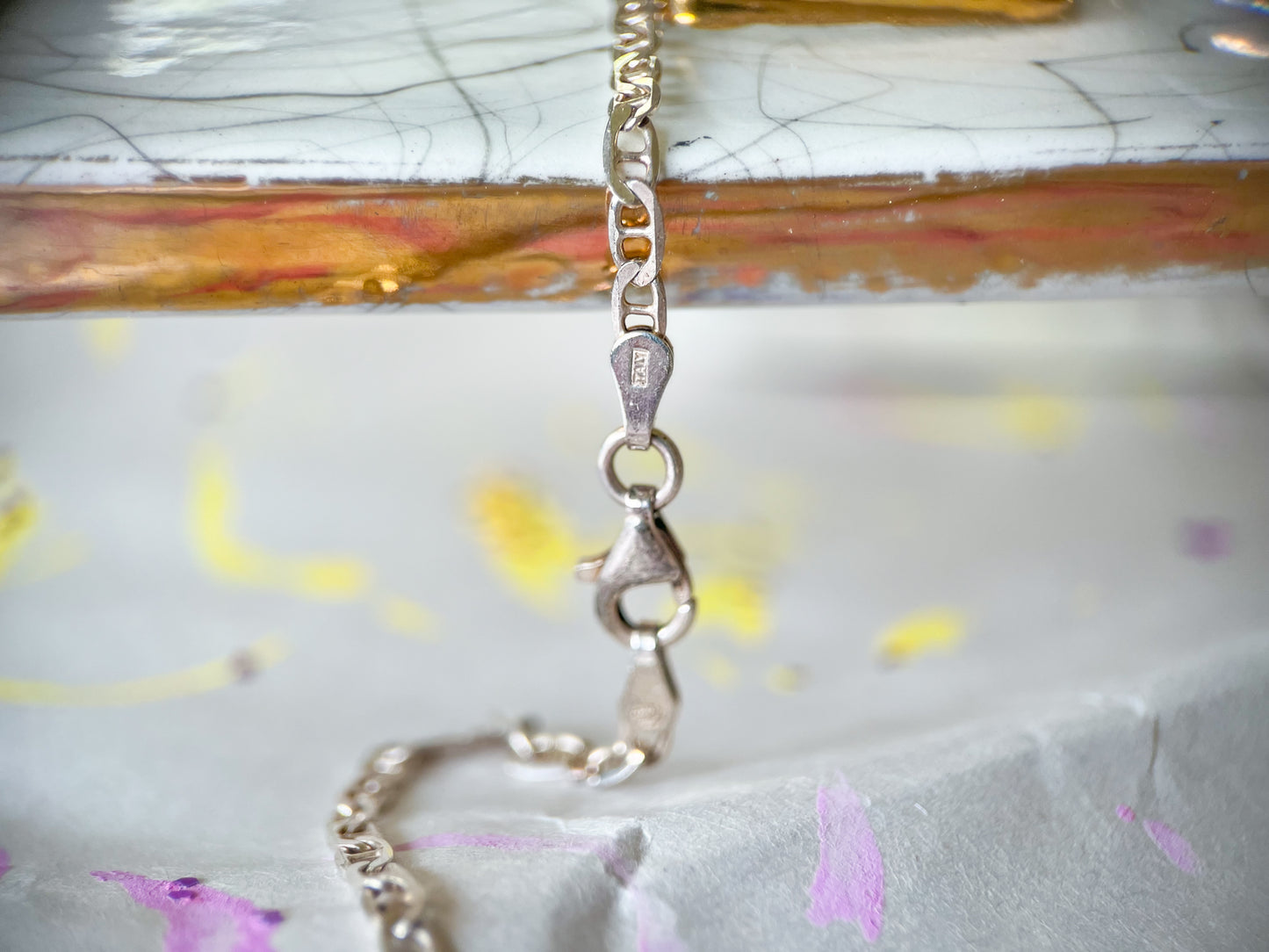 Vintage Flat Mariner Sterling Silver 20 Inch Chain Necklace